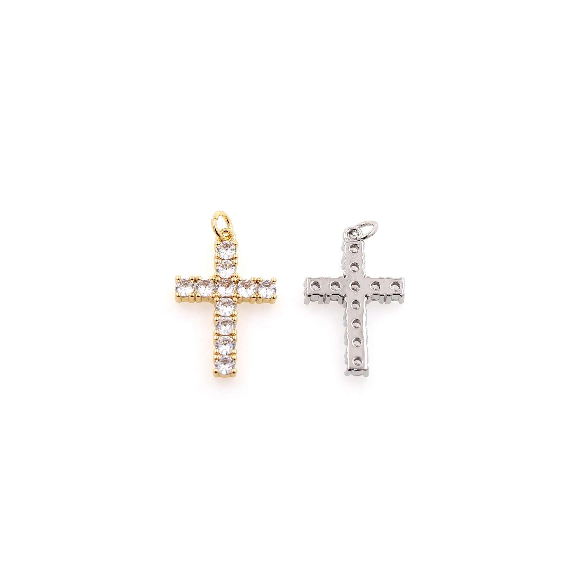 18K Gold Filled Cross Pendant,CZ Micro Pave Cross Charm Earrings Necklace for DIY Jewelry Making Supply