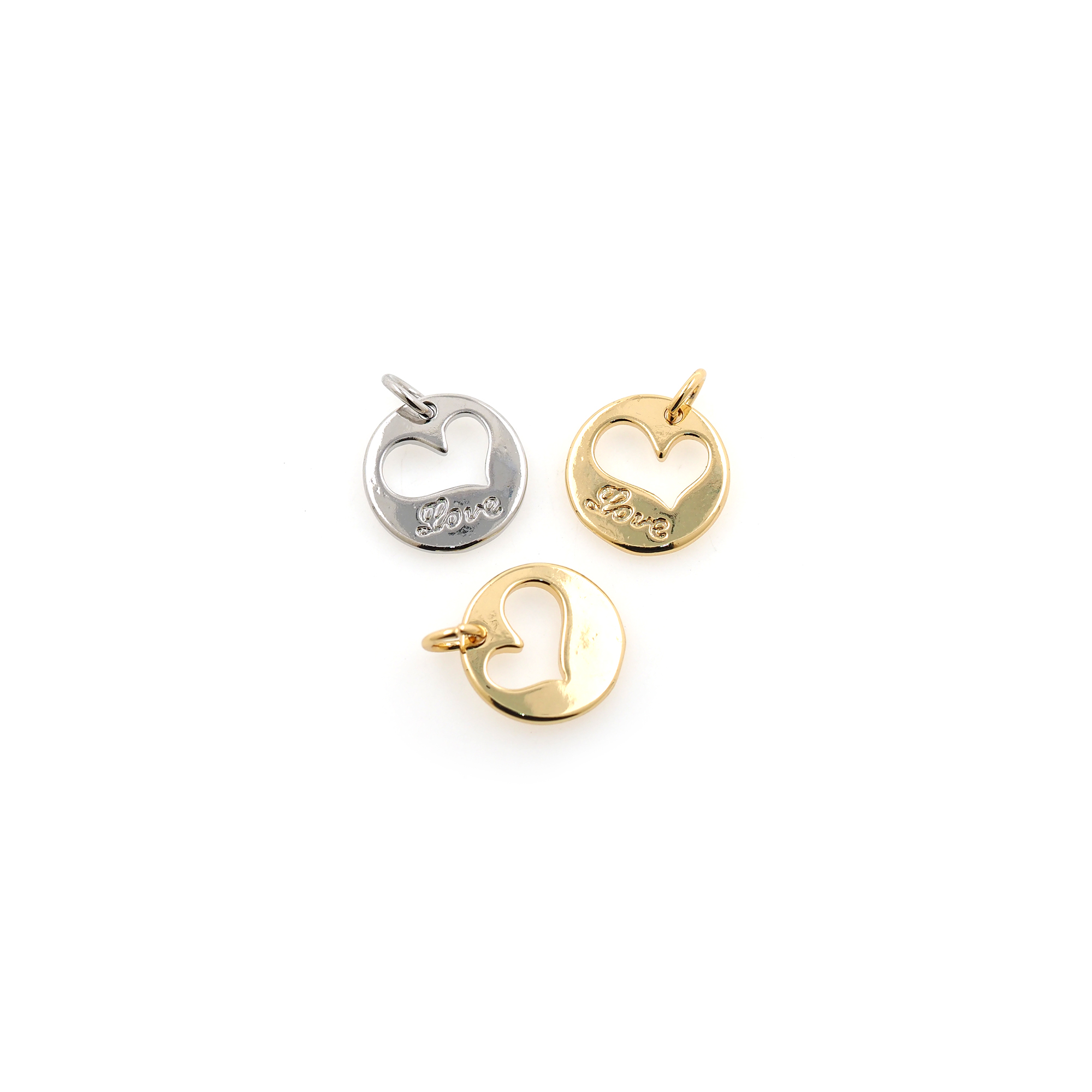 18K Gold Filled Heart Pendant,Dainty Love Heart Charm Earrings Necklace for DIY Jewelry Making Supply