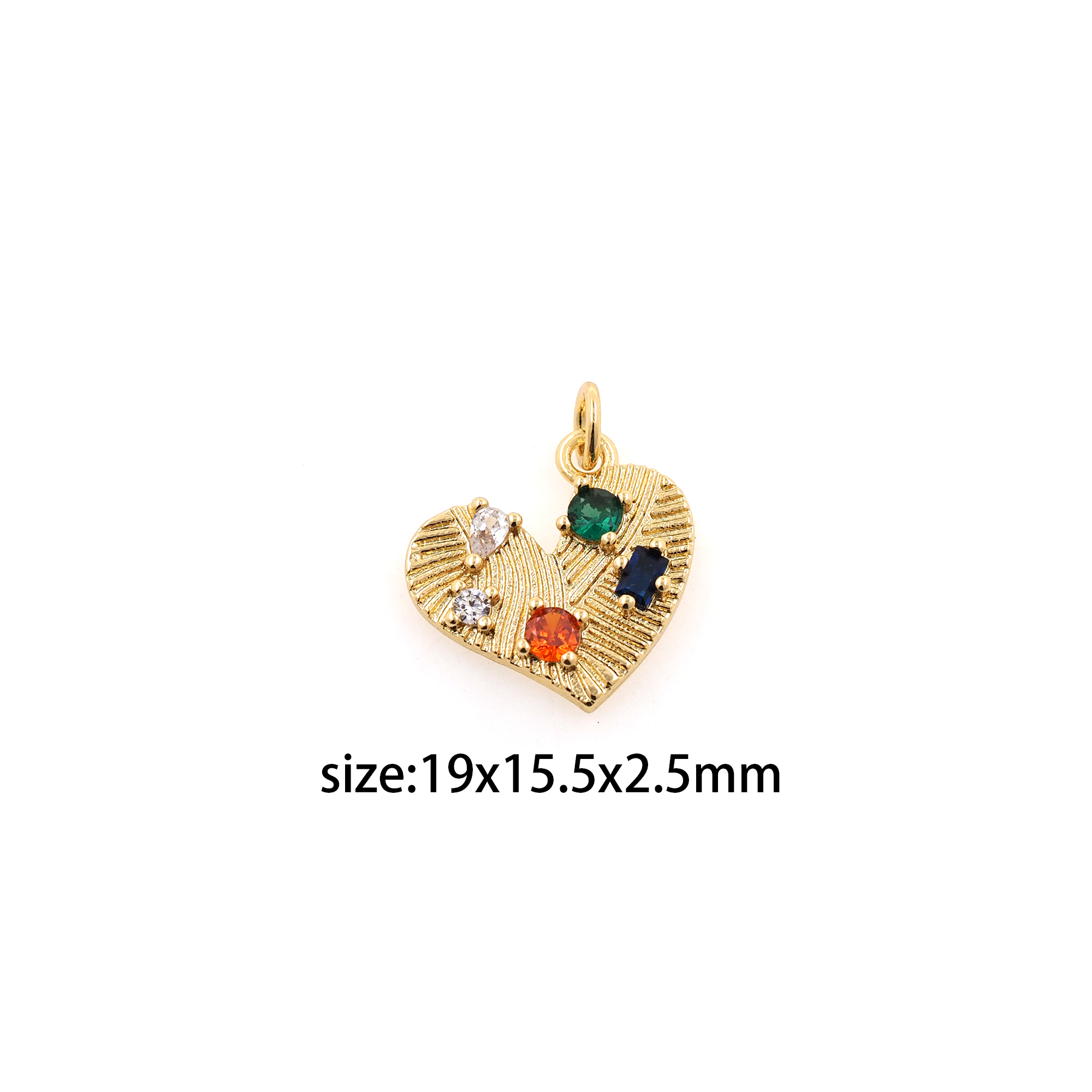 18K Gold Filled Heart Pendant,CZ Micro Pave Heart Charm Earrings Necklace for DIY Jewelry Making Supply