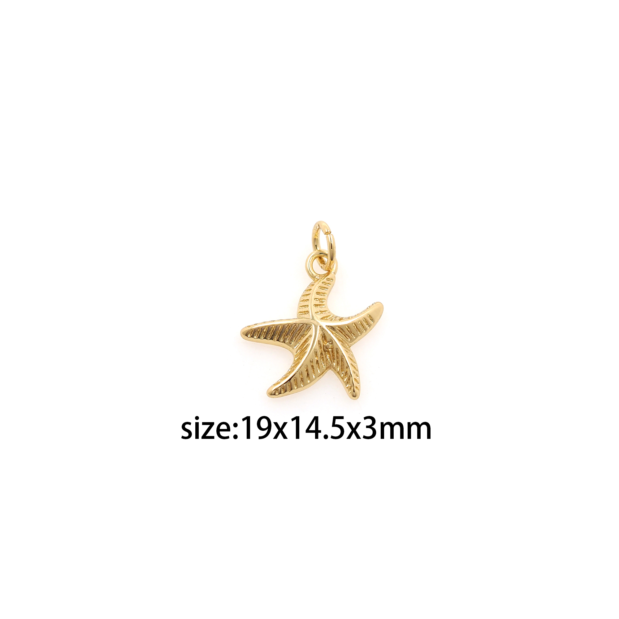 18K Gold Filled Starfish Pendant,Dainty Starfish Charm Earrings Necklace for DIY Jewelry Making Supply