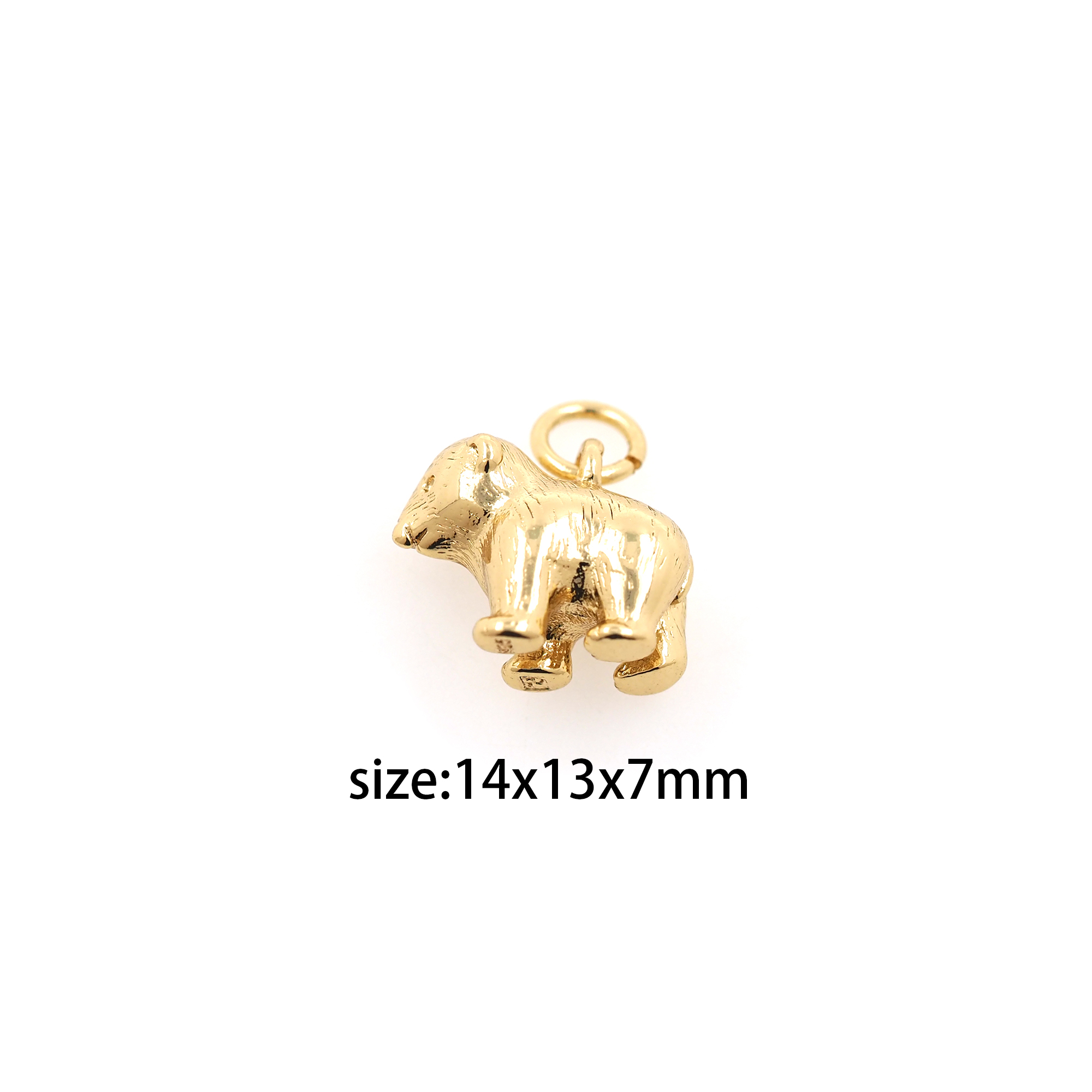 18K Gold Filled Bear Pendant,Dainty Bear Charm Earrings Necklace for DIY Jewelry Making Supply