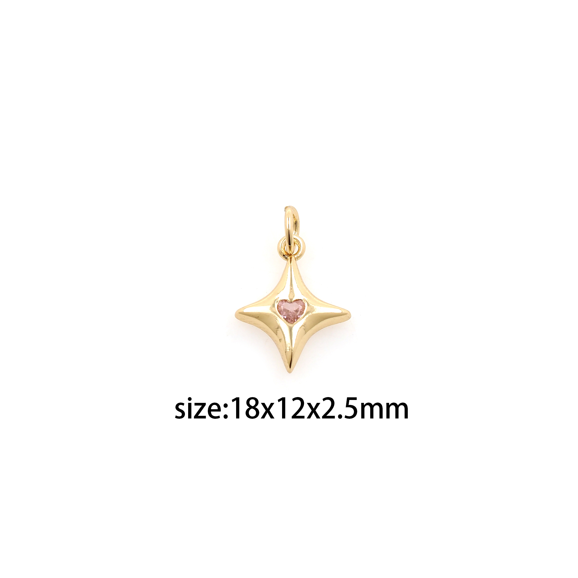 18K Gold Filled Star Pendant,Celestial Charm,CZ Micro Pave Star Earrings Necklace for DIY Jewelry Making Supply