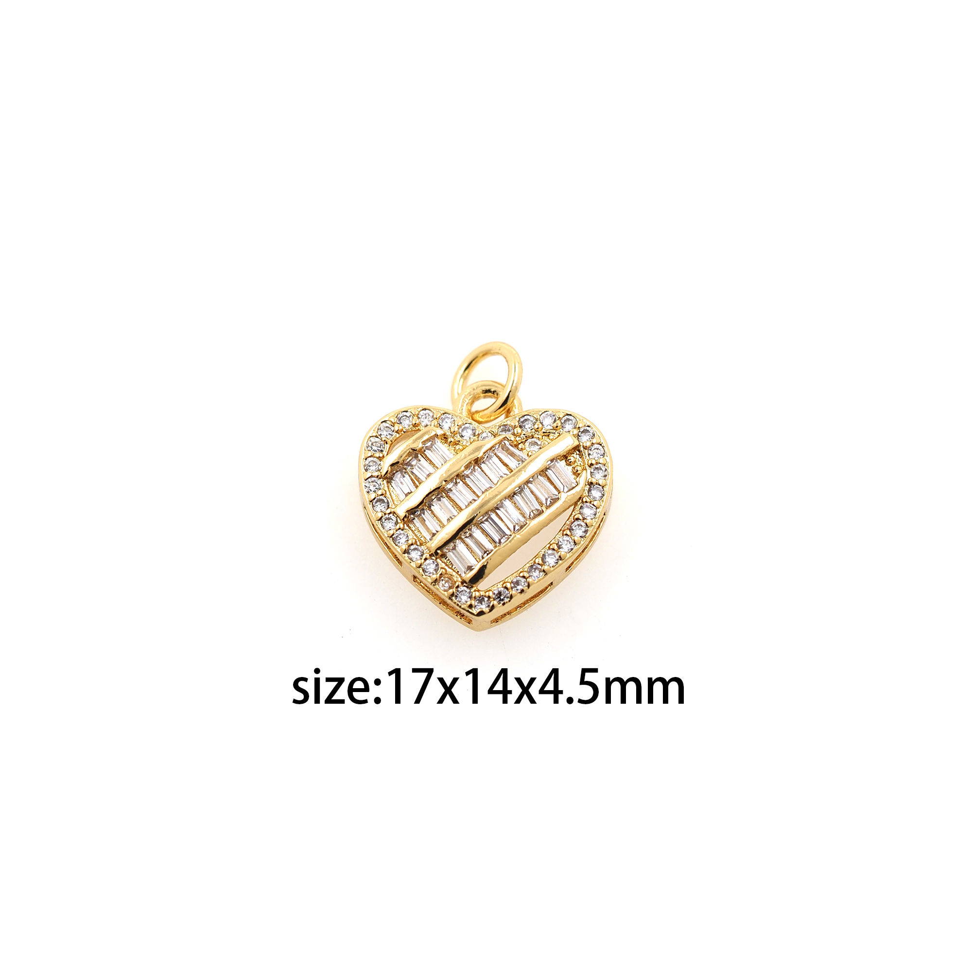 18K Gold Filled Heart Pendant,CZ Micro Pave Heart Charm Earrings Necklace for DIY Jewelry Making Supply