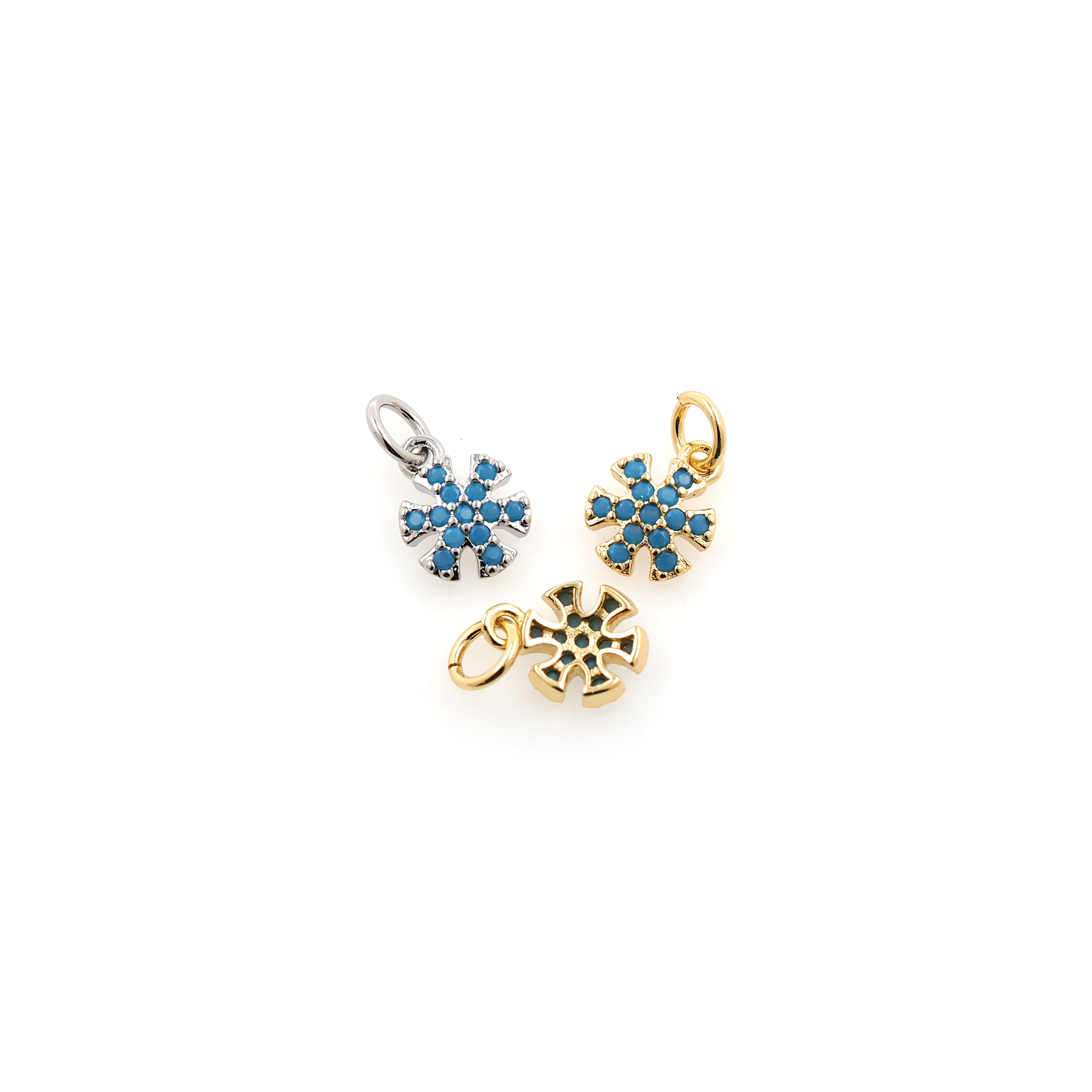 18K Gold Filled Snowflake Pendant,CZ Micro Pave Christmas Snowflake Charm Earrings Necklace for DIY Jewelry Making Supply