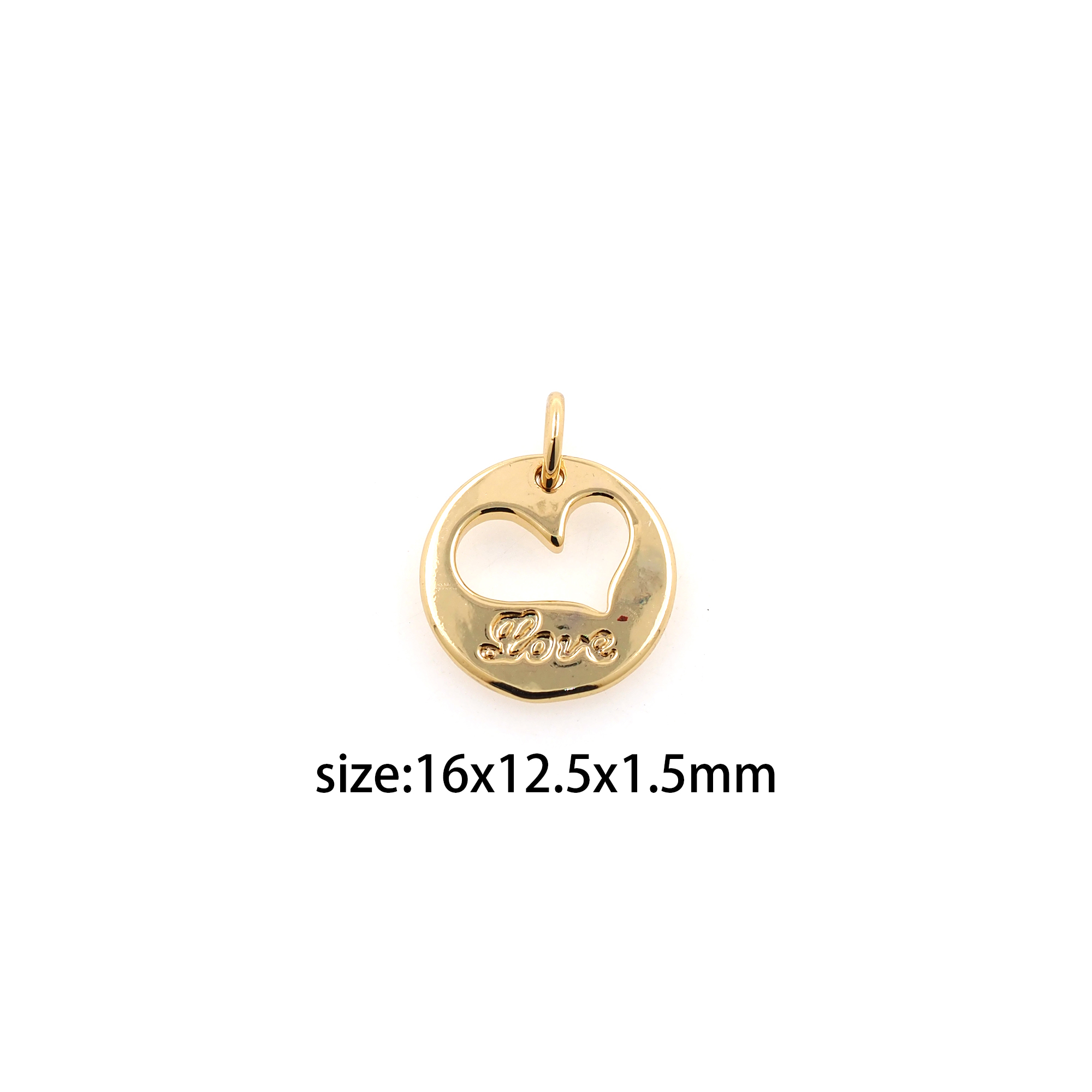 18K Gold Filled Heart Pendant,Dainty Love Heart Charm Earrings Necklace for DIY Jewelry Making Supply