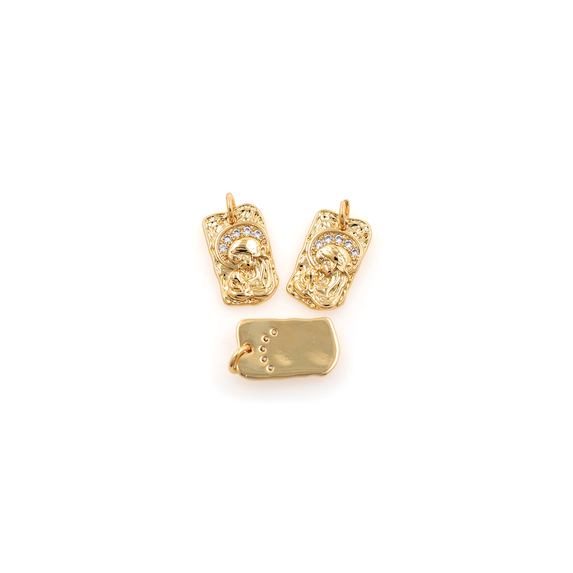 18K Gold Filled Virgin Mary Pendant,CZ Micro Pave Virgin Mary Charm Earrings Necklace for DIY Jewelry Making Supply