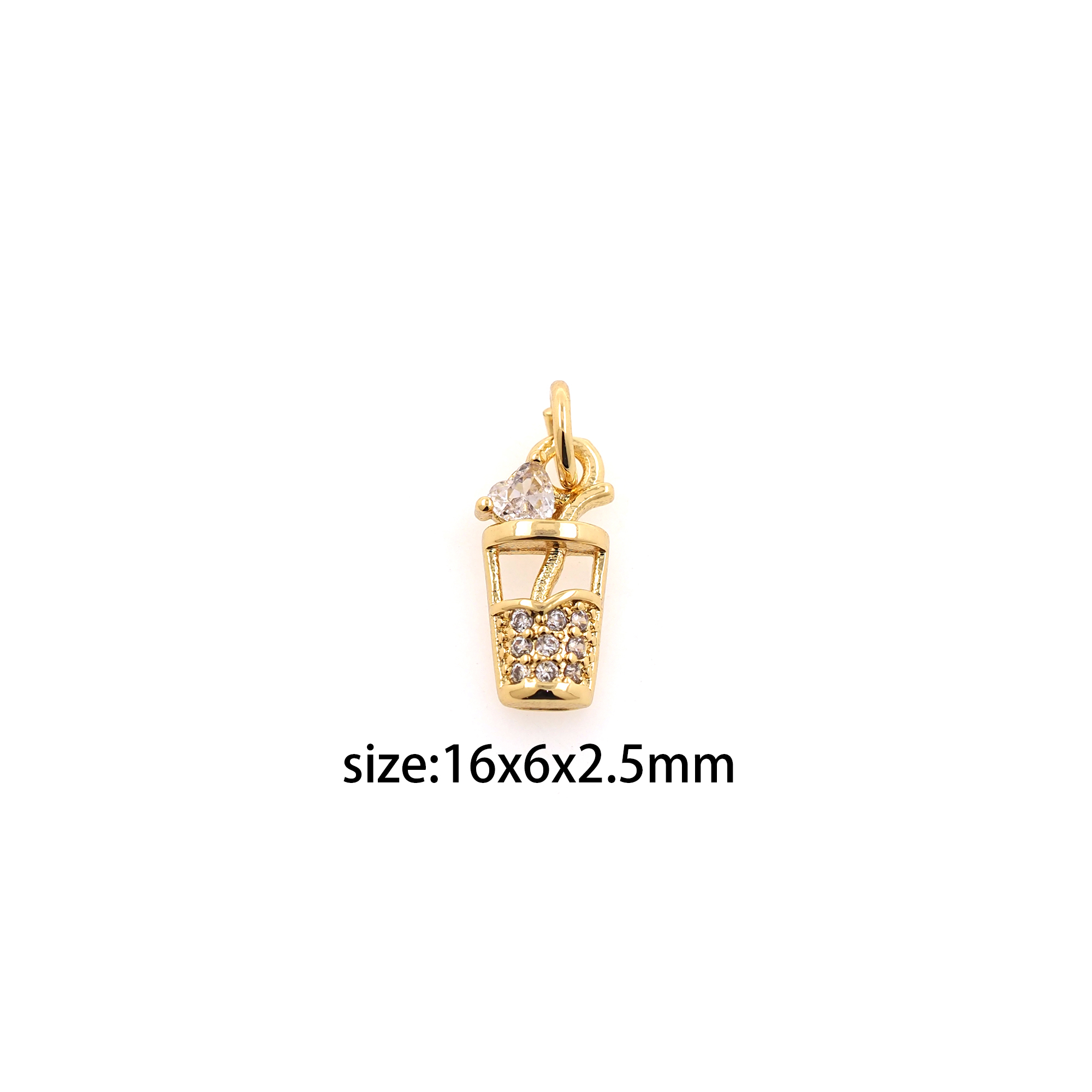 18K Gold Filled Drink Pendant,CZ Micro Pave Drink Charm Earrings Necklace for DIY Jewelry Making Supply