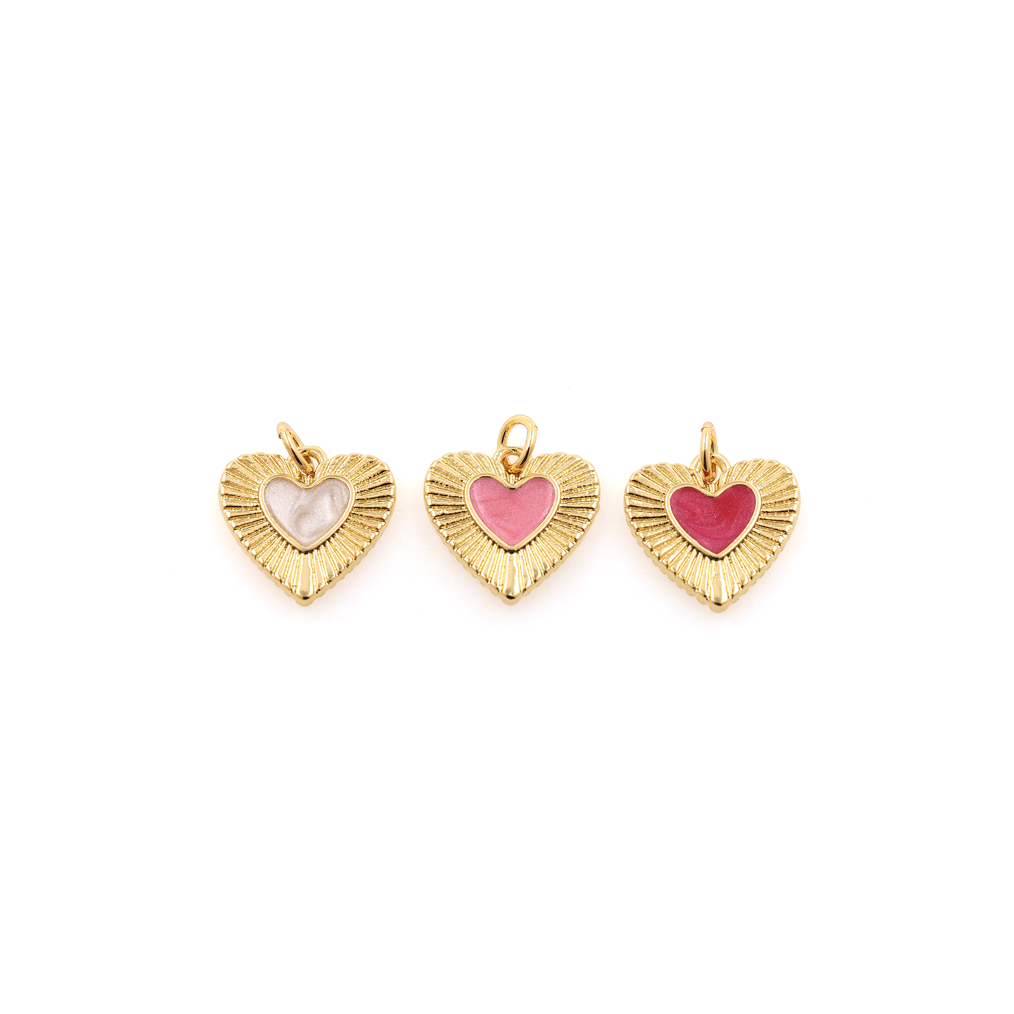 18K Gold Filled Heart Pendant,Enamel Heart Charm Earrings Necklace for DIY Jewelry Making Supply