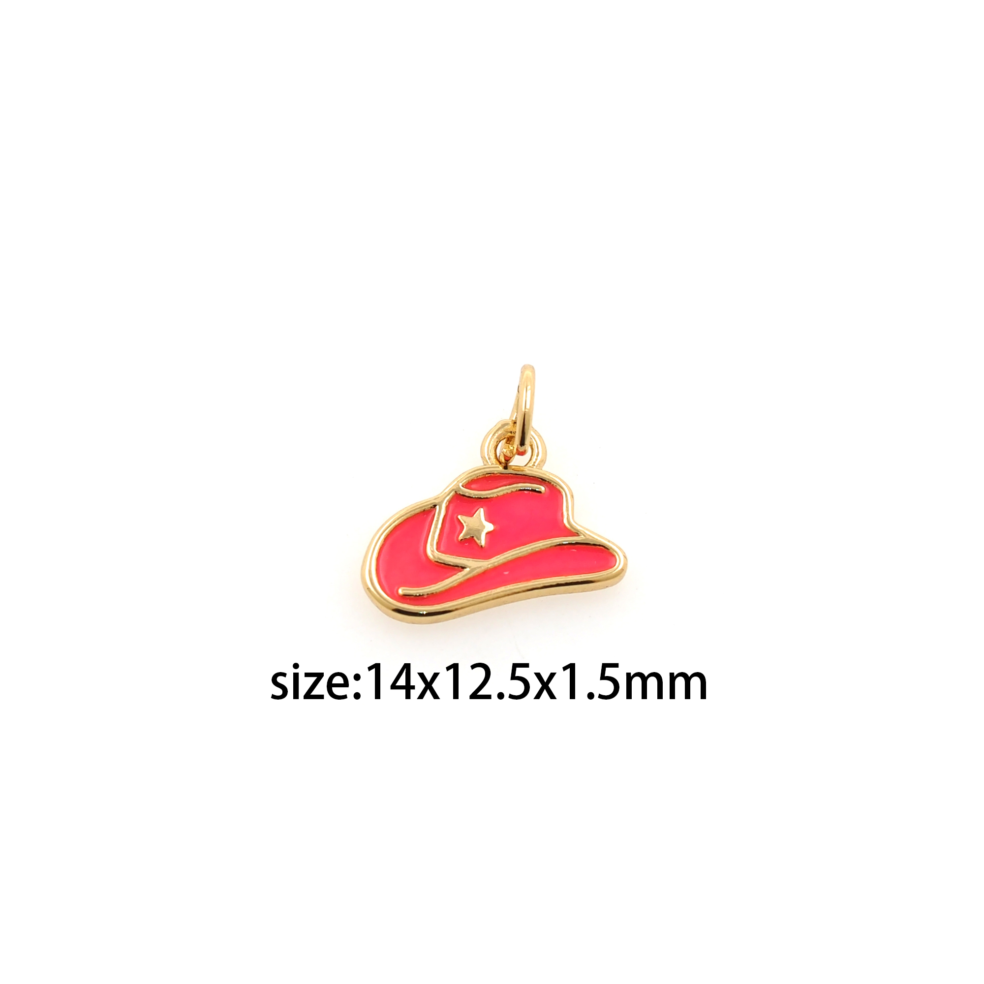 18K Gold Filled Cowboy Hat Pendant,Hat Charm,Enamel Cowboy Hat Earrings Necklace for DIY Jewelry Making Supply