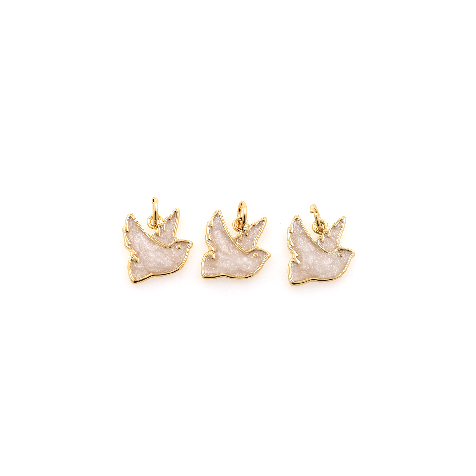18K Gold Filled Dove Pendant,Enamel Peace Dove Charm Earrings Necklace for DIY Jewelry Making Supply