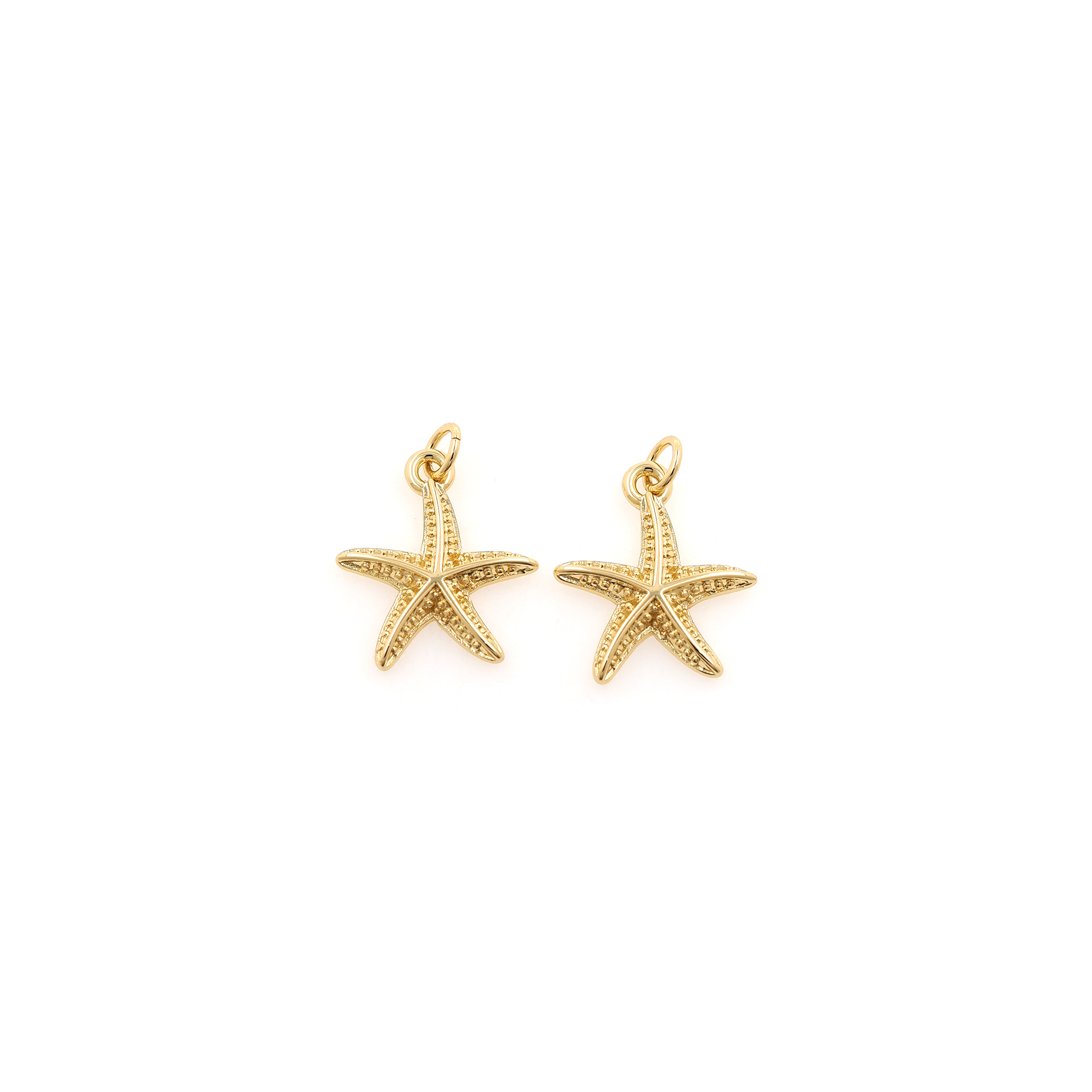 18K Gold Filled Starfish Pendant,Dainty Starfish Charm Earrings Necklace for DIY Jewelry Making Supply