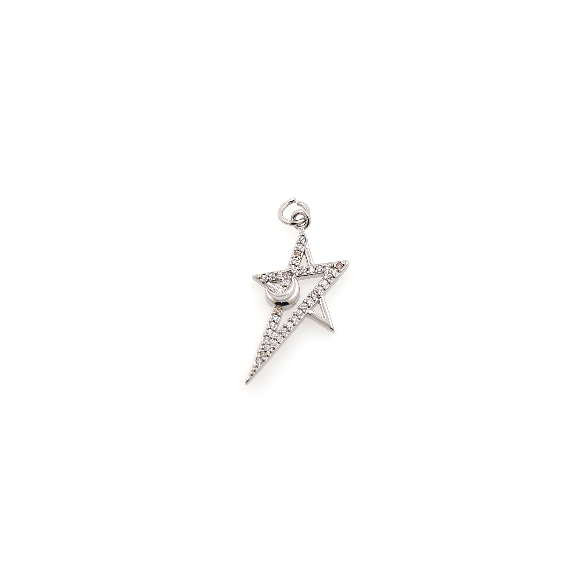18K Gold Filled Star Pendant,Celestial Charm,CZ Micro Pave Star Earrings Necklace for DIY Jewelry Making Supply