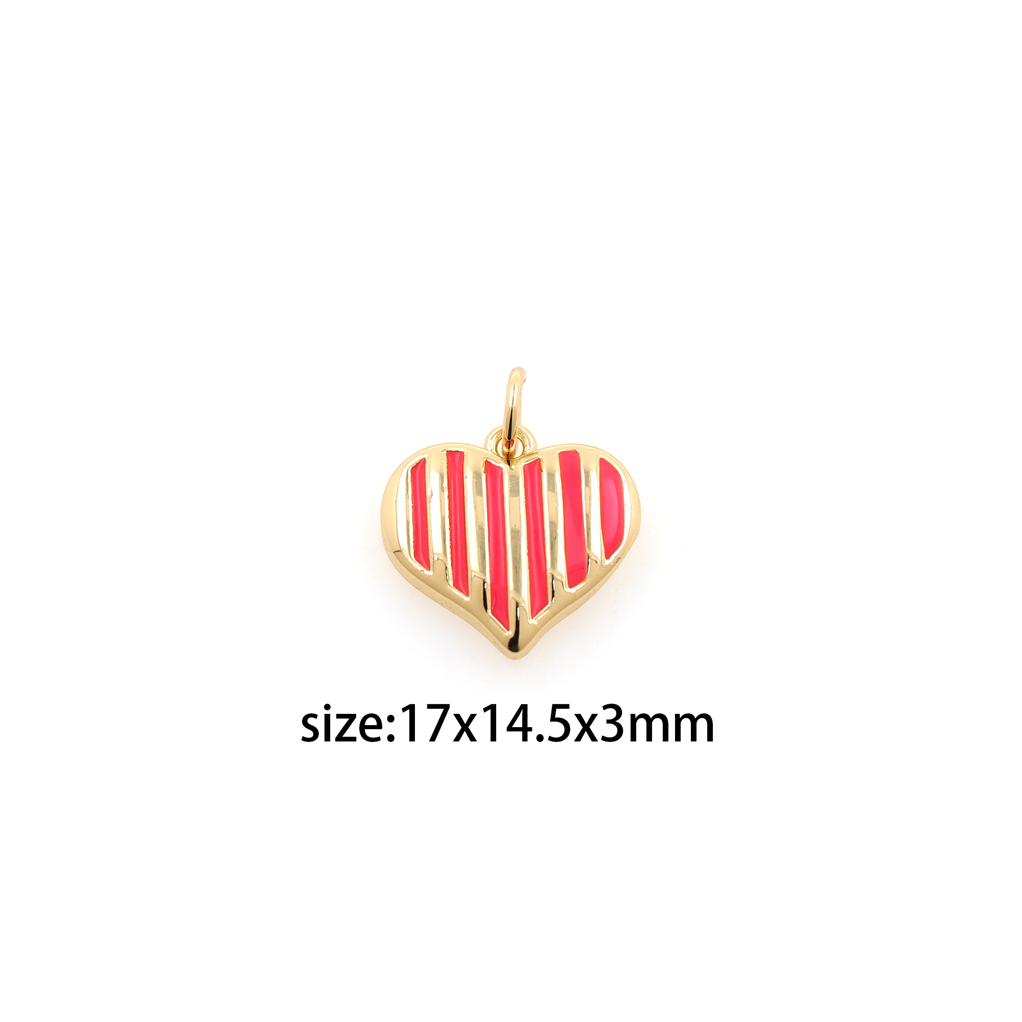 18K Gold Filled Heart Pendant,Enamel Heart Charm Earrings Necklace for DIY Jewelry Making Supply