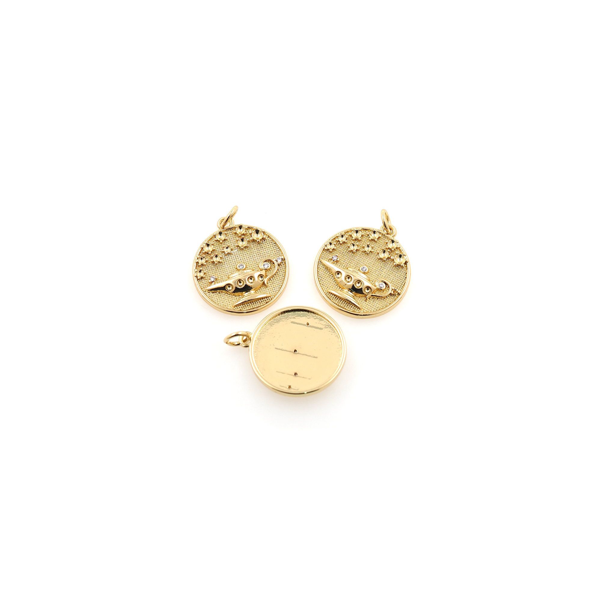 18K Gold Filled Magic Lamp Pendant,Dainty Magic Lamp Earrings Necklace for DIY Jewelry Making Supply