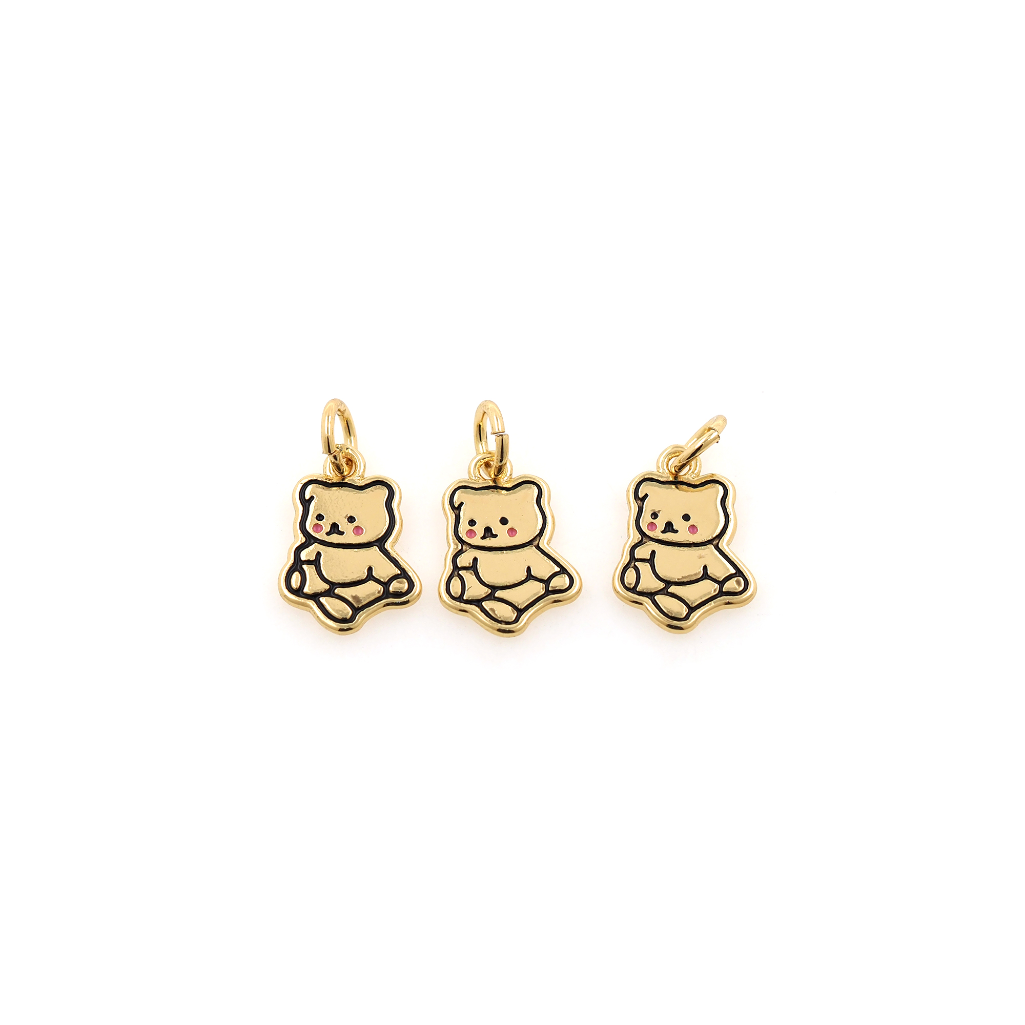18K Gold Filled Bear Pendant,Dainty Bear Charm Earrings Necklace for DIY Jewelry Making Supply