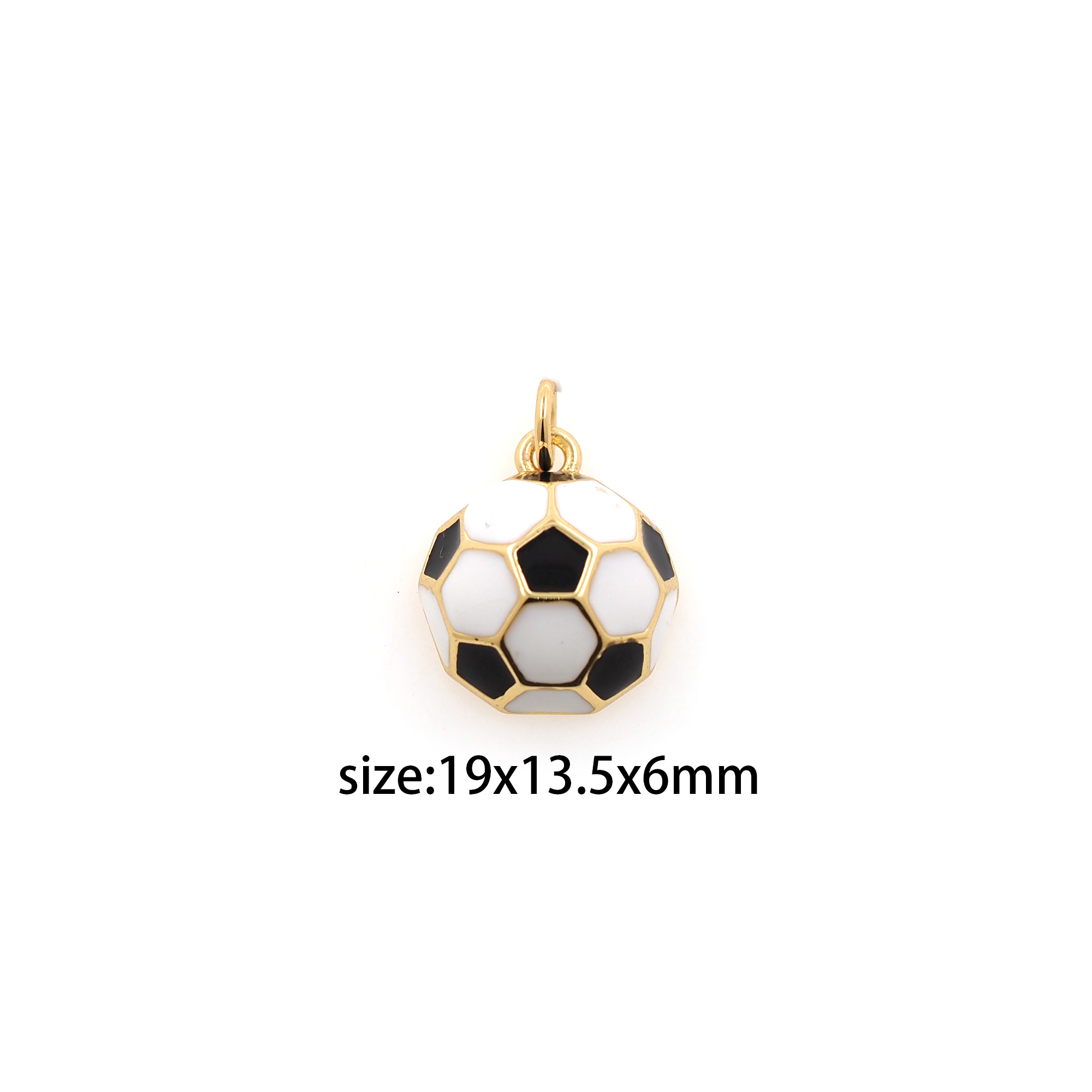 18K Gold Filled Football Pendant,Enamel Football Charm Earrings Necklace for DIY Jewelry Making Supply