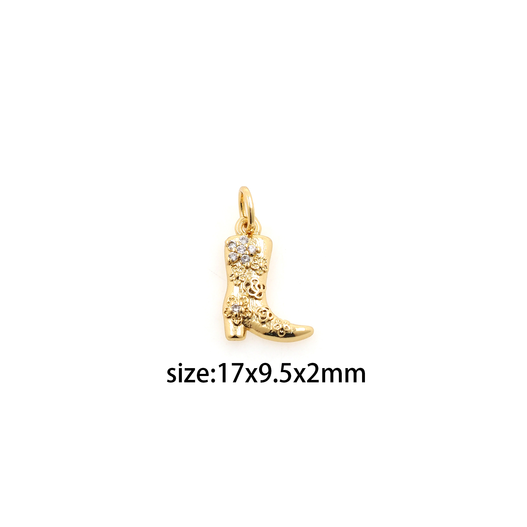18K Gold Filled Boots Pendant,CZ Micro Pave Shoe Charm Earrings Necklace for DIY Jewelry Making Supply