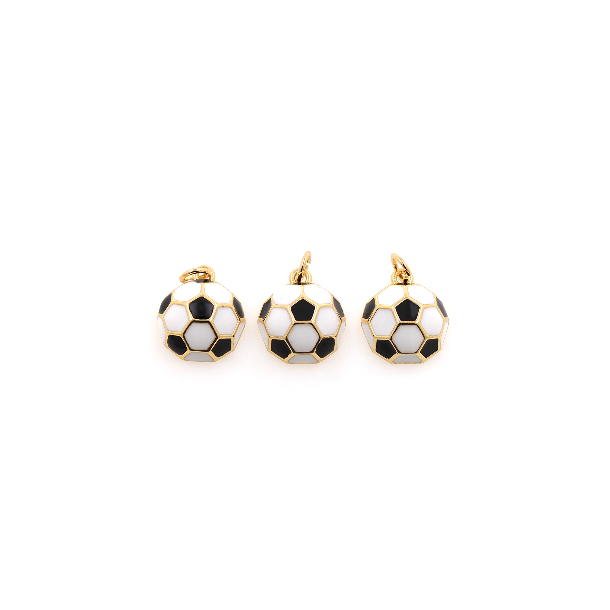 18K Gold Filled Football Pendant,Enamel Football Charm Earrings Necklace for DIY Jewelry Making Supply