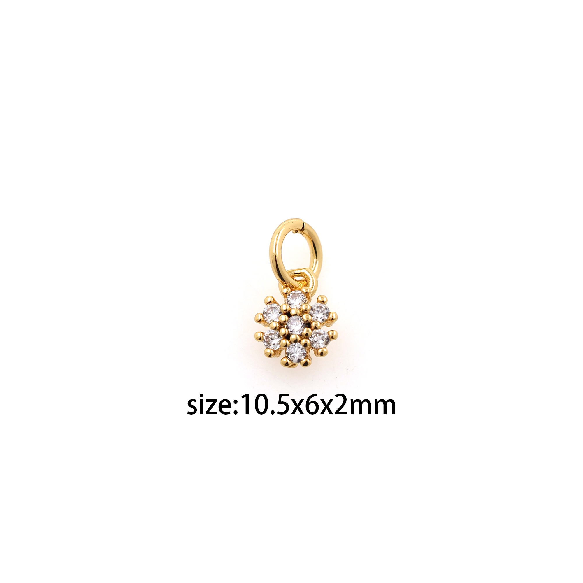 18K Gold Filled Snowflake Pendant,CZ Micro Pave Christmas Snowflake Charm Earrings Necklace for DIY Jewelry Making Supply