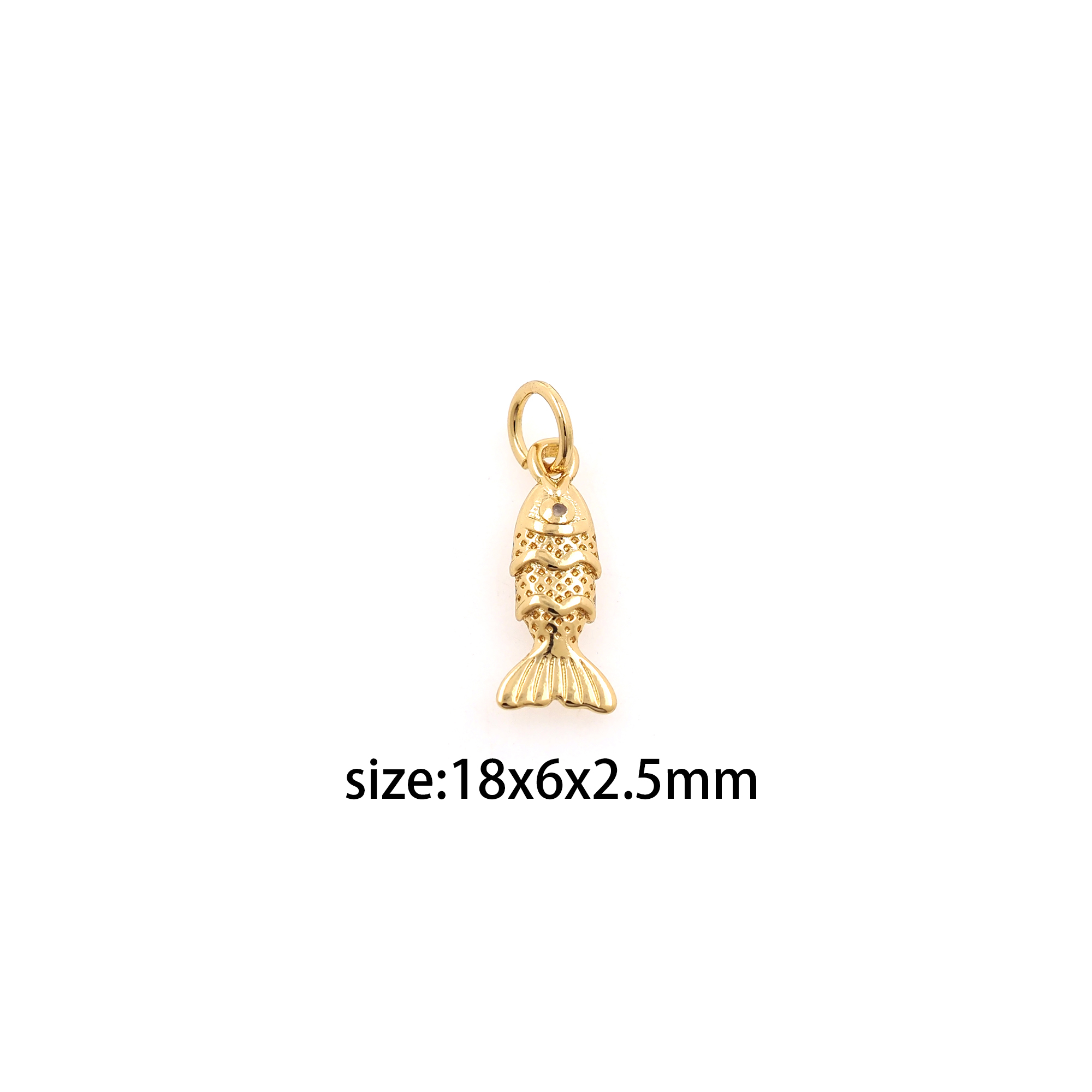 18K Gold Filled Fish Pendant,Dainty Fish Charm Earrings Necklace for DIY Jewelry Making Supply