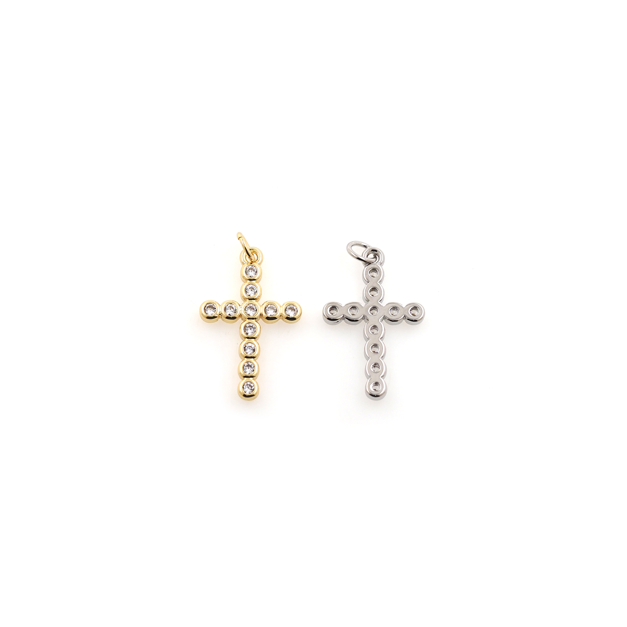 18K Gold Filled Cross Pendant,CZ Micro Pave Cross Charm Earrings Necklace for DIY Jewelry Making Supply