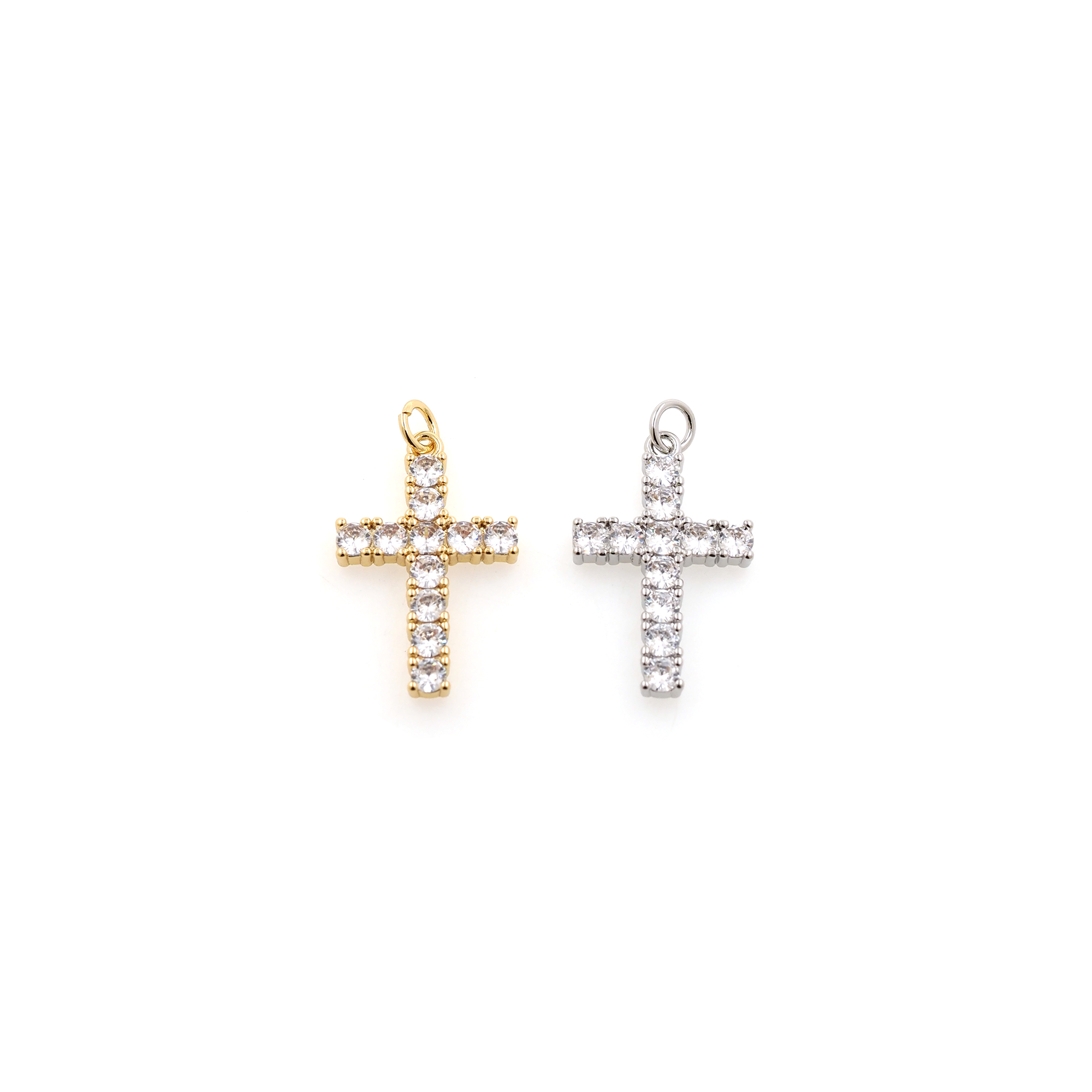 18K Gold Filled Cross Pendant,CZ Micro Pave Cross Charm Earrings Necklace for DIY Jewelry Making Supply