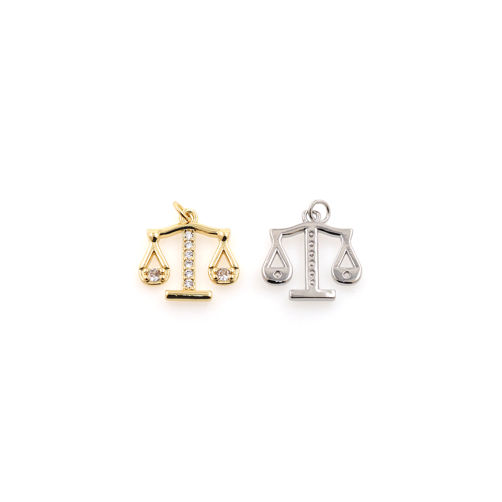 18K Gold Filled Libra Pendant,Zodiac Charm,CZ Micro Pave Libra Earrings Necklace for DIY Jewelry Making Supply
