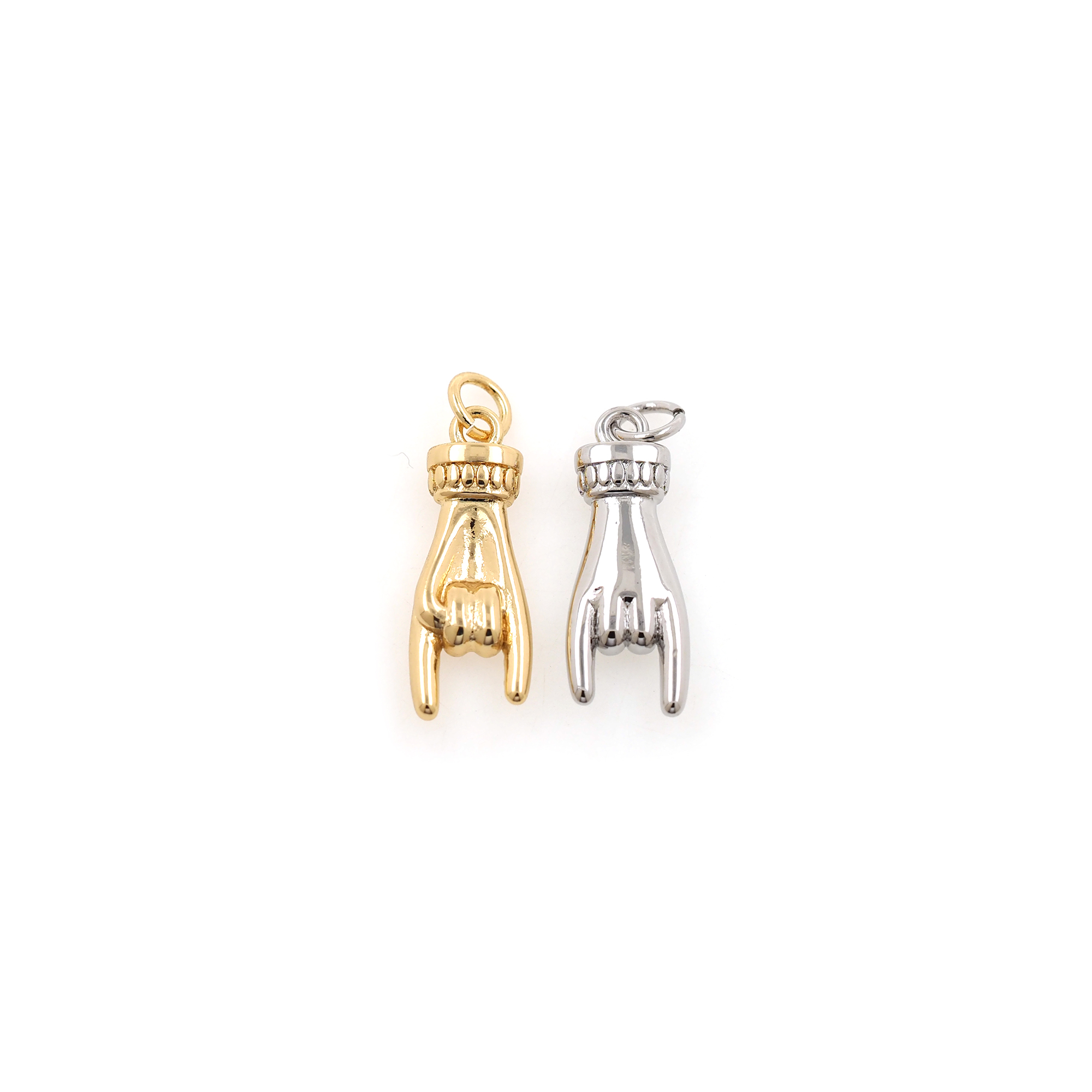 18K Gold Filled Hand Pendant,Dainty Gesture Charm Earrings Necklace for DIY Jewelry Making Supply