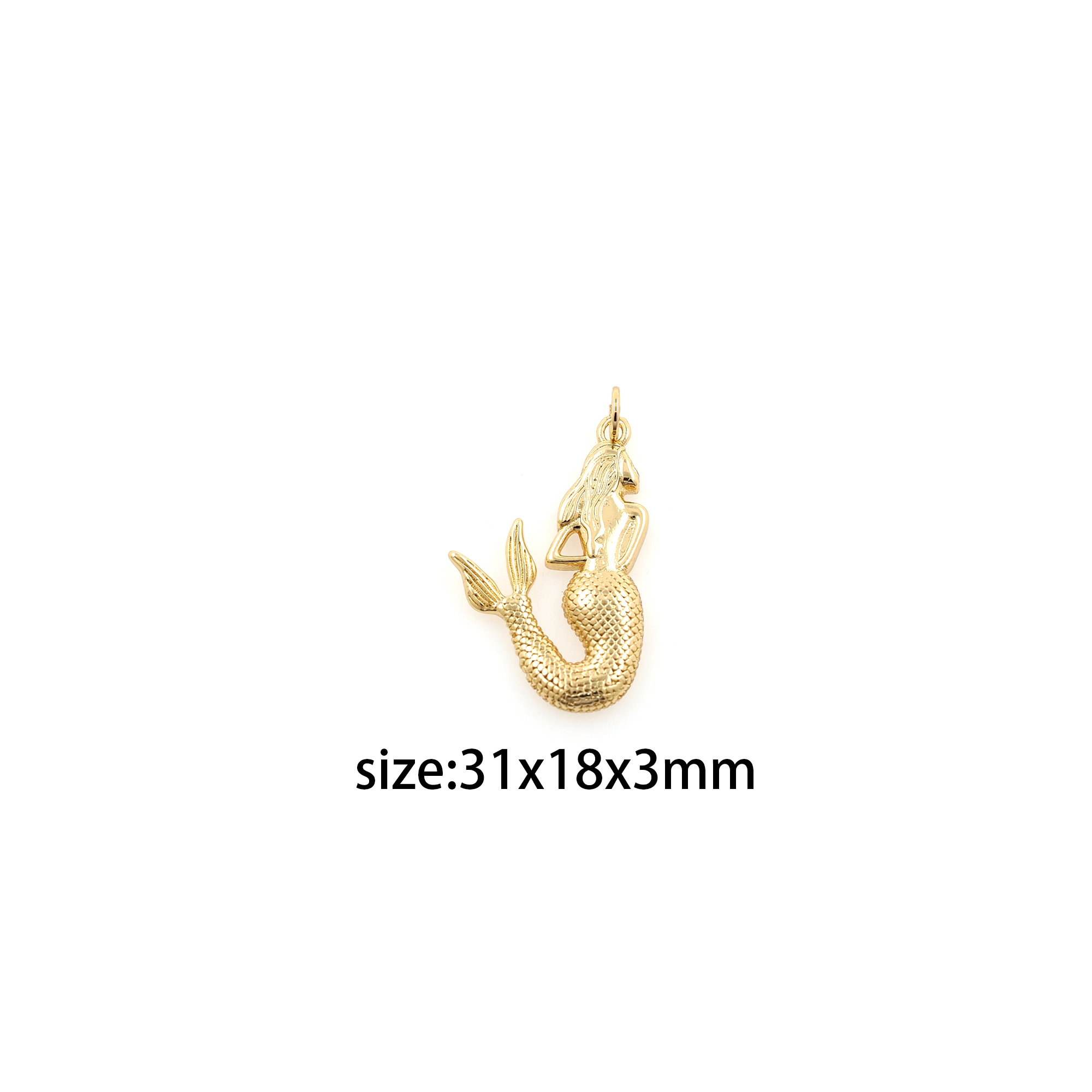 18K Gold Filled Mermaid Pendant,Dainty Mermaid Charm Earrings Necklace for DIY Jewelry Making Supply