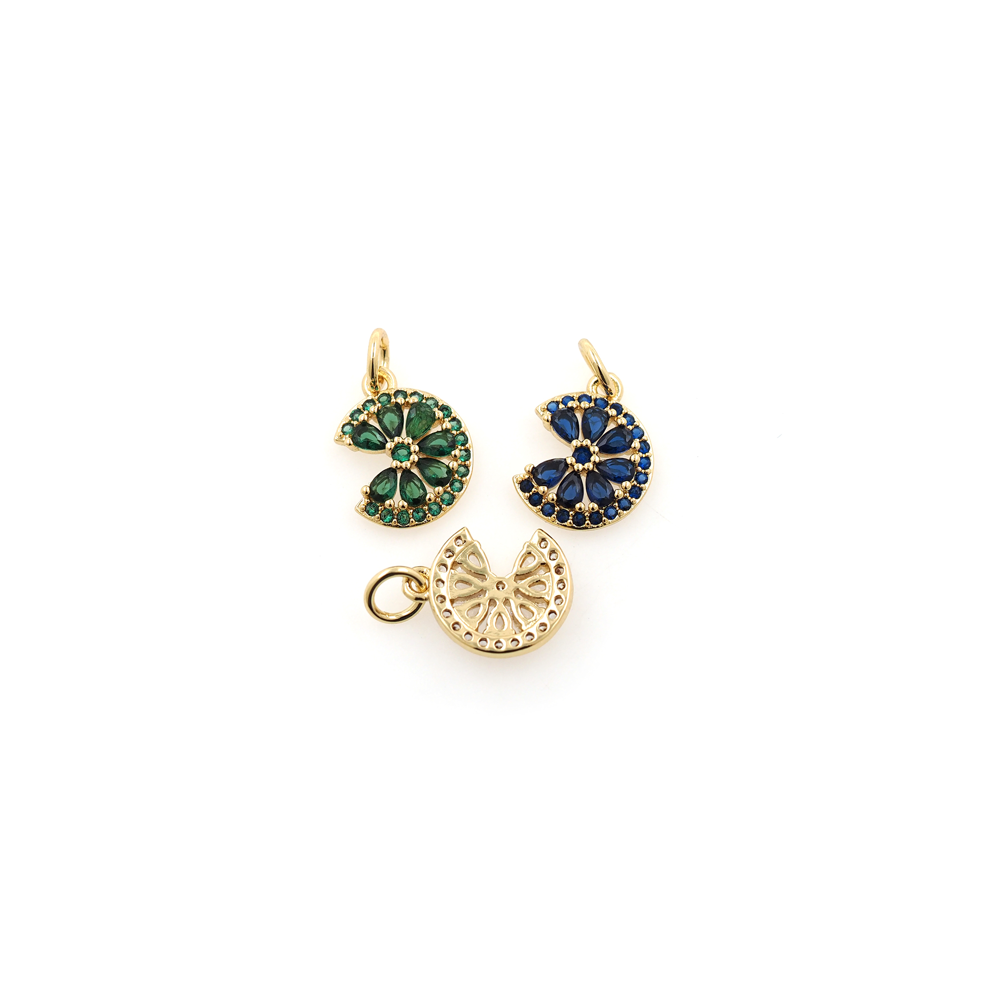 18K Gold Filled Flower Pendant,CZ Micro Pave Flower Charm Earrings Necklace for DIY Jewelry Making Supply