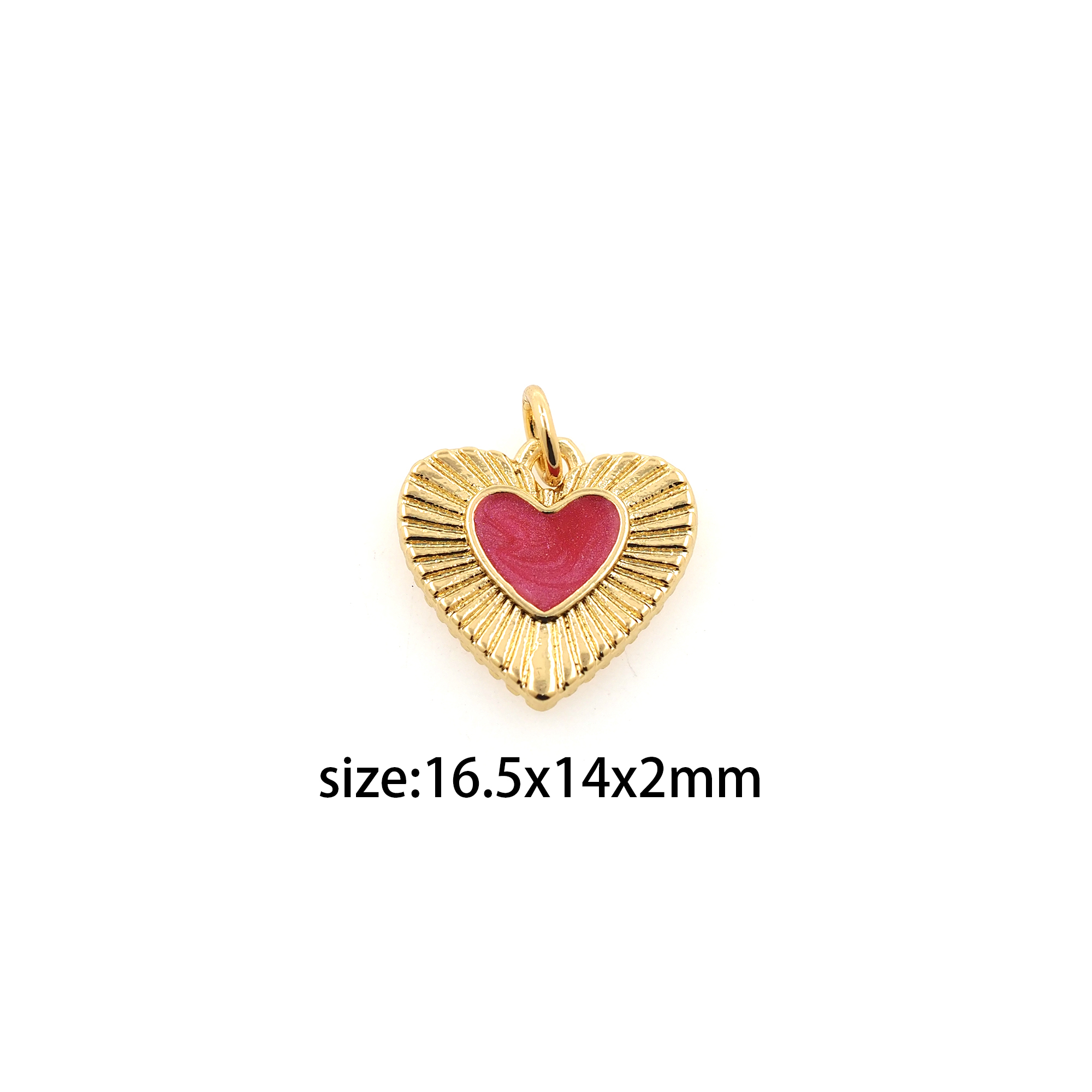 18K Gold Filled Heart Pendant,Enamel Heart Charm Earrings Necklace for DIY Jewelry Making Supply