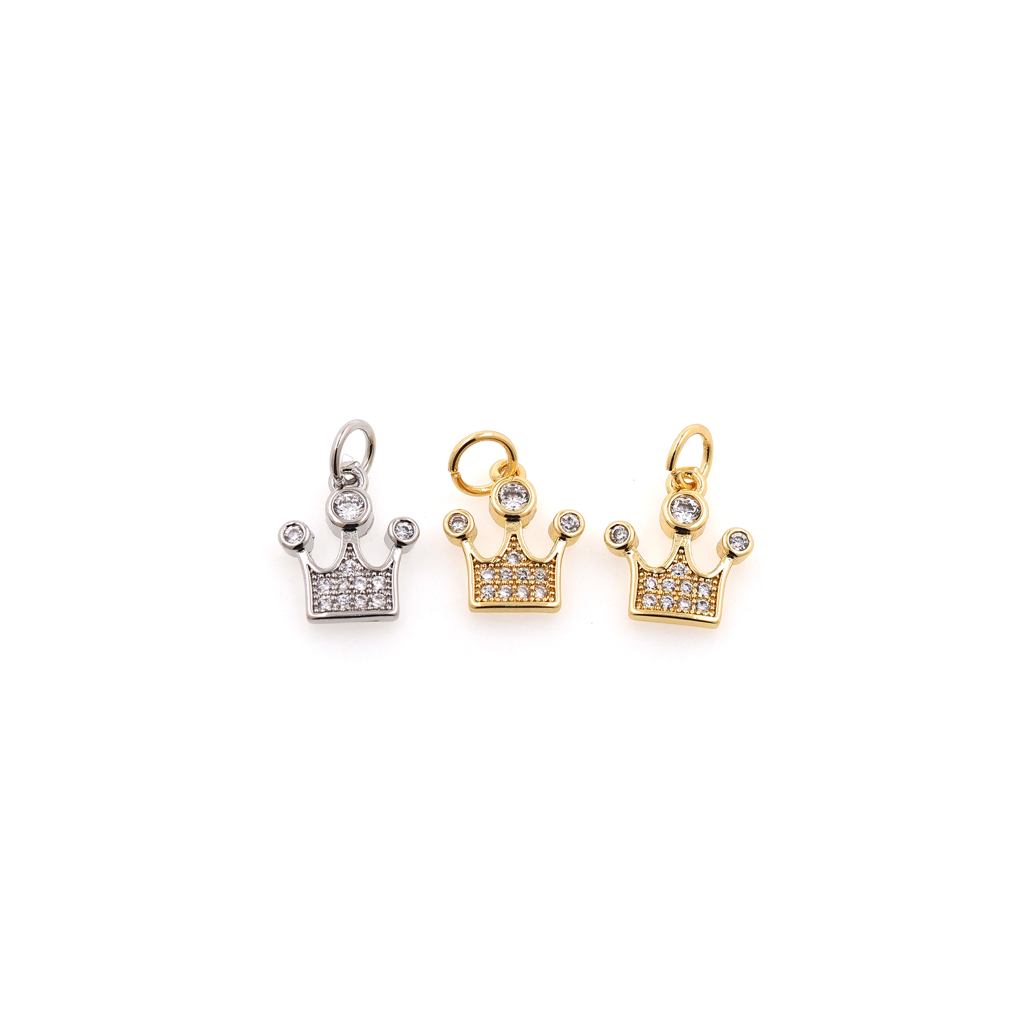 18K Gold Filled Crown Pendant,CZ Micro Pave Crown Charm Earrings Necklace for DIY Jewelry Making Supply