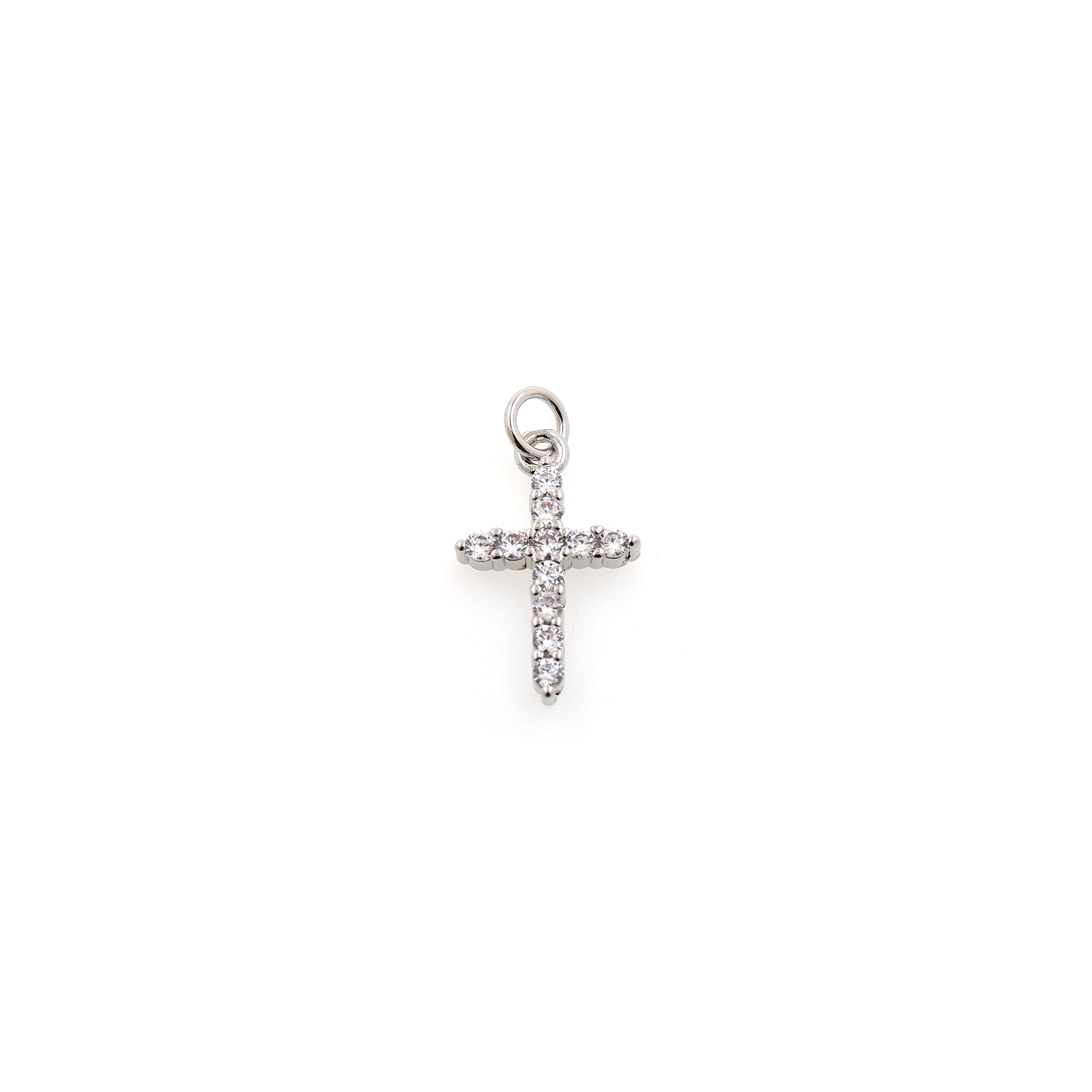 18K Gold Filled Cross Pendant,CZ Micro Pave Cross Charm Earrings Necklace for DIY Jewelry Making Supply