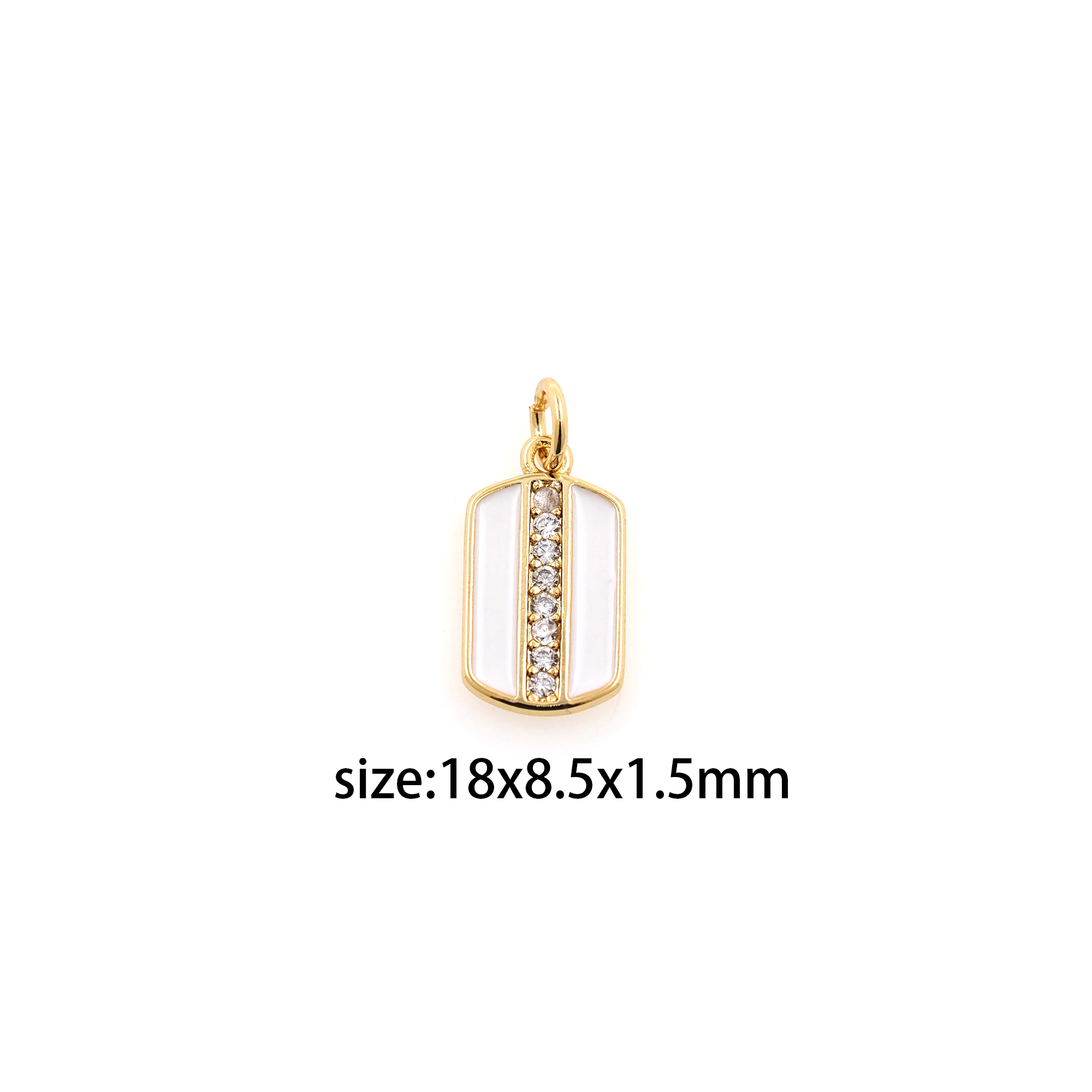 18K Gold Filled Rectangle Pendant,Enamel Rectangle Charm Earrings Necklace for DIY Jewelry Making Supply