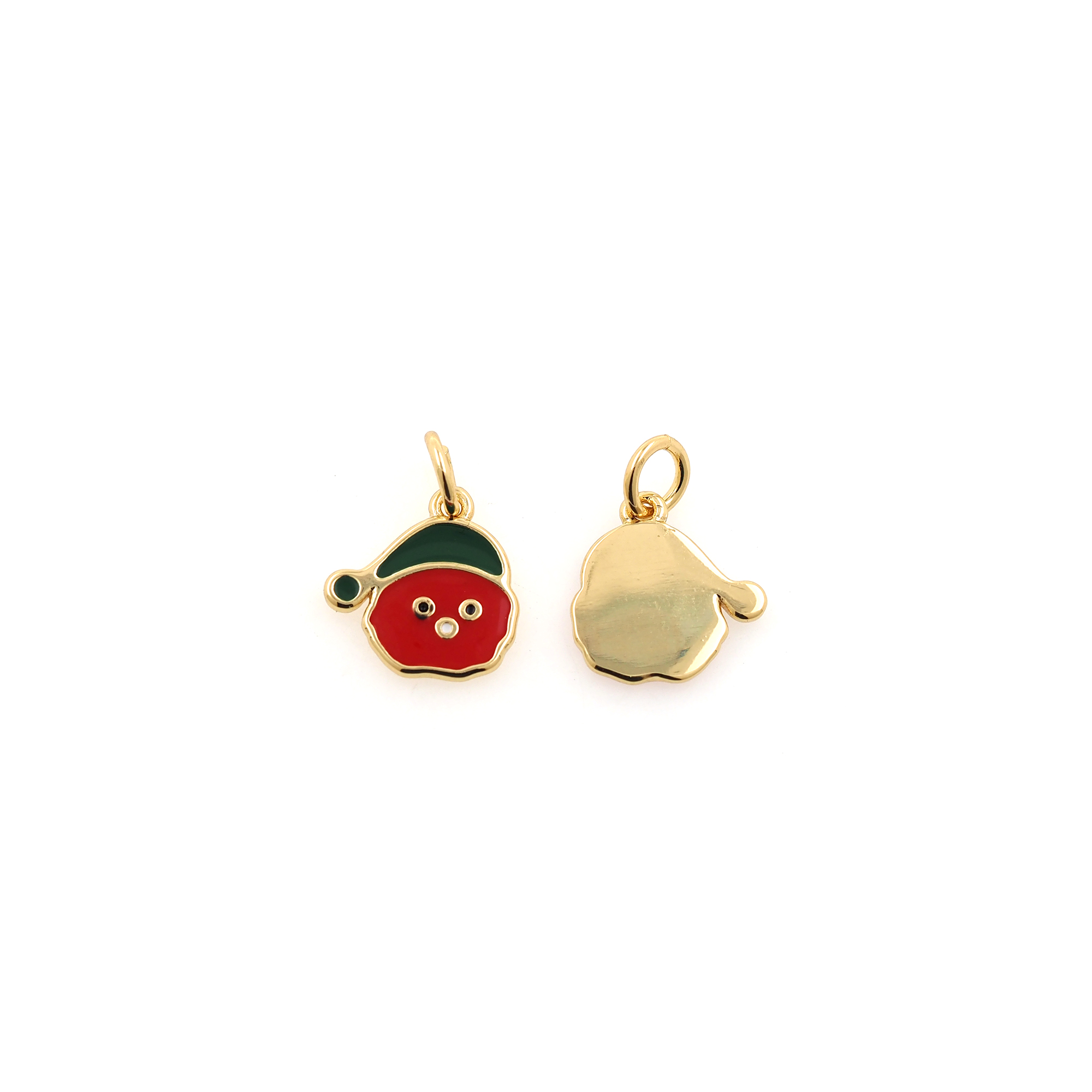 18K Gold Filled Santa Hat Pendant,Enamel Christmas Charm Earrings Necklace for DIY Jewelry Making Supply