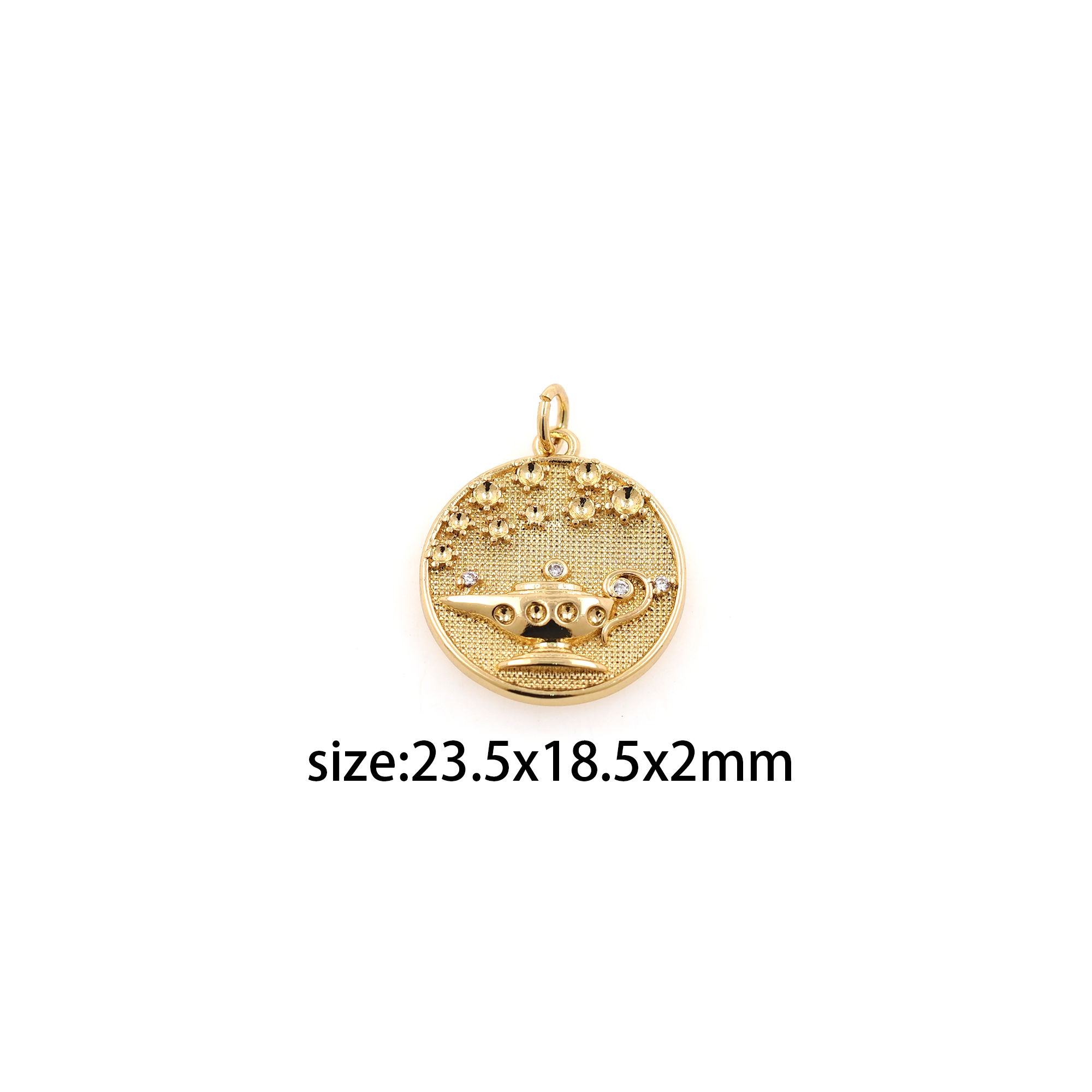 18K Gold Filled Magic Lamp Pendant,Dainty Magic Lamp Earrings Necklace for DIY Jewelry Making Supply