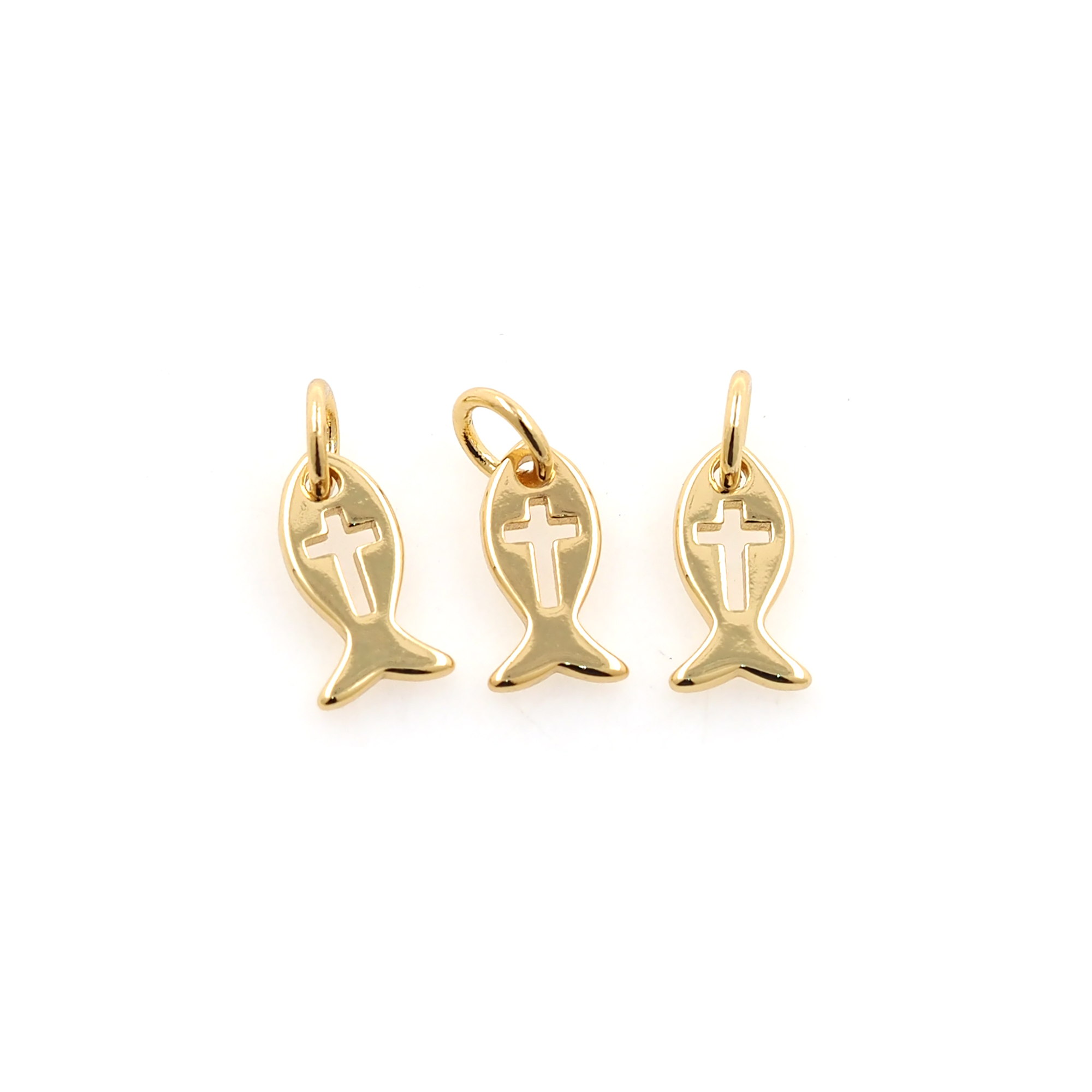 18K Gold Filled Fish Pendant,Dainty Fish Charm Earrings Necklace for DIY Jewelry Making Supply