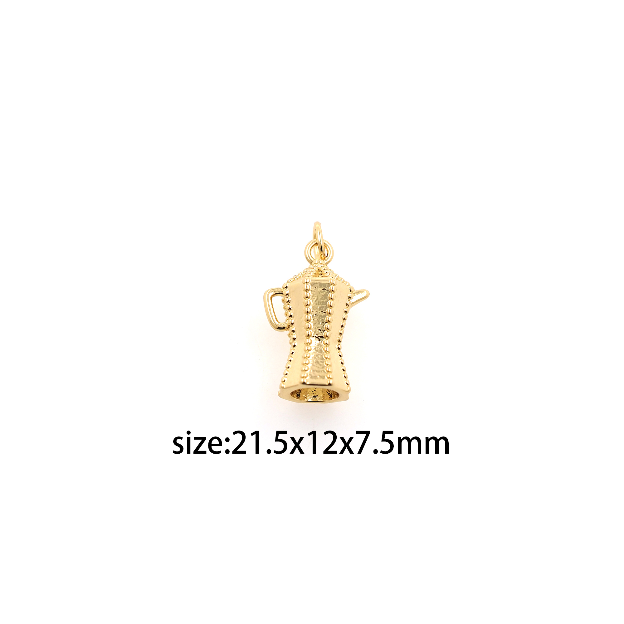 18K Gold Filled Coffee Maker Pendant,Dainty Coffee Pot Charm Earrings Necklace for DIY Jewelry Making Supply