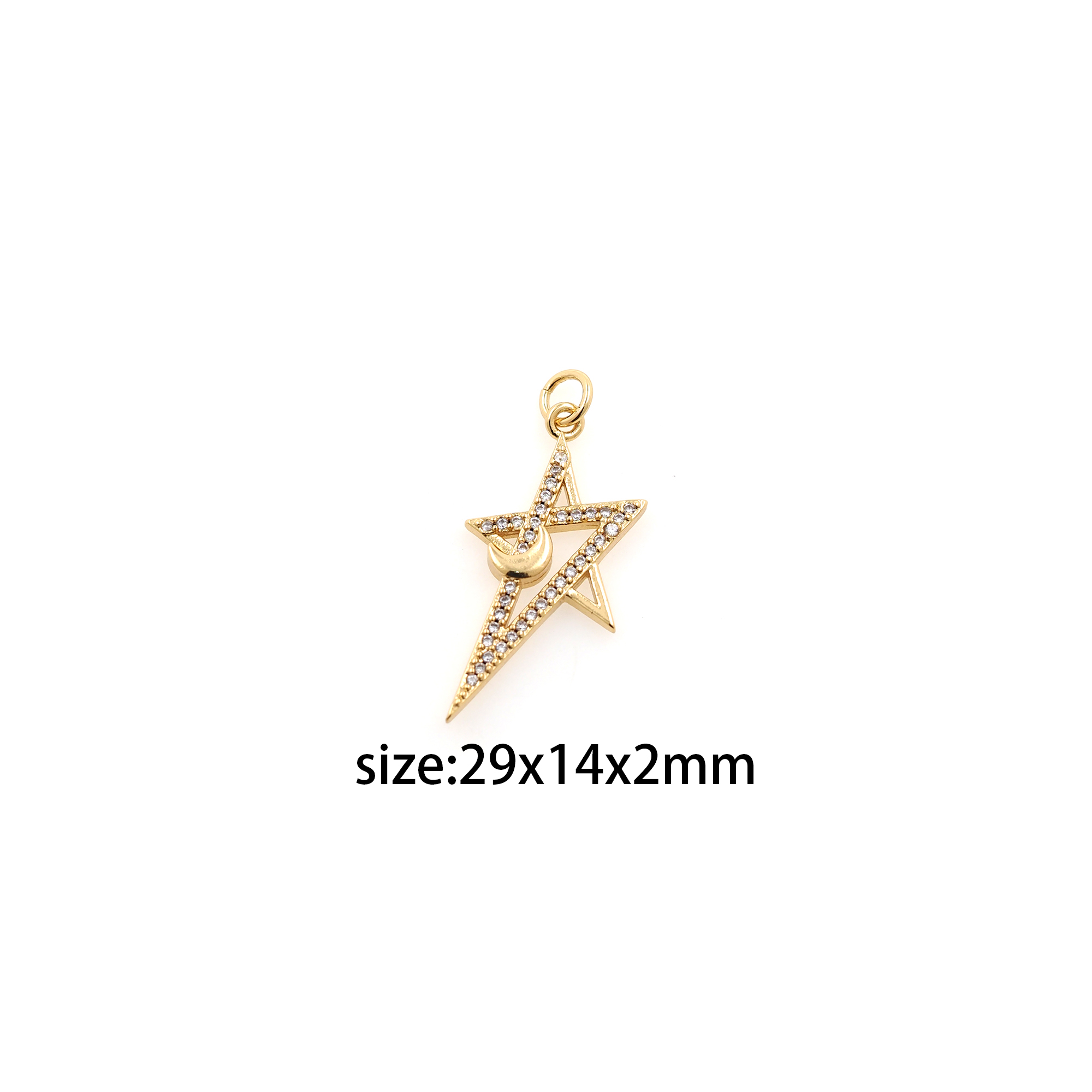 18K Gold Filled Star Pendant,Celestial Charm,CZ Micro Pave Star Earrings Necklace for DIY Jewelry Making Supply