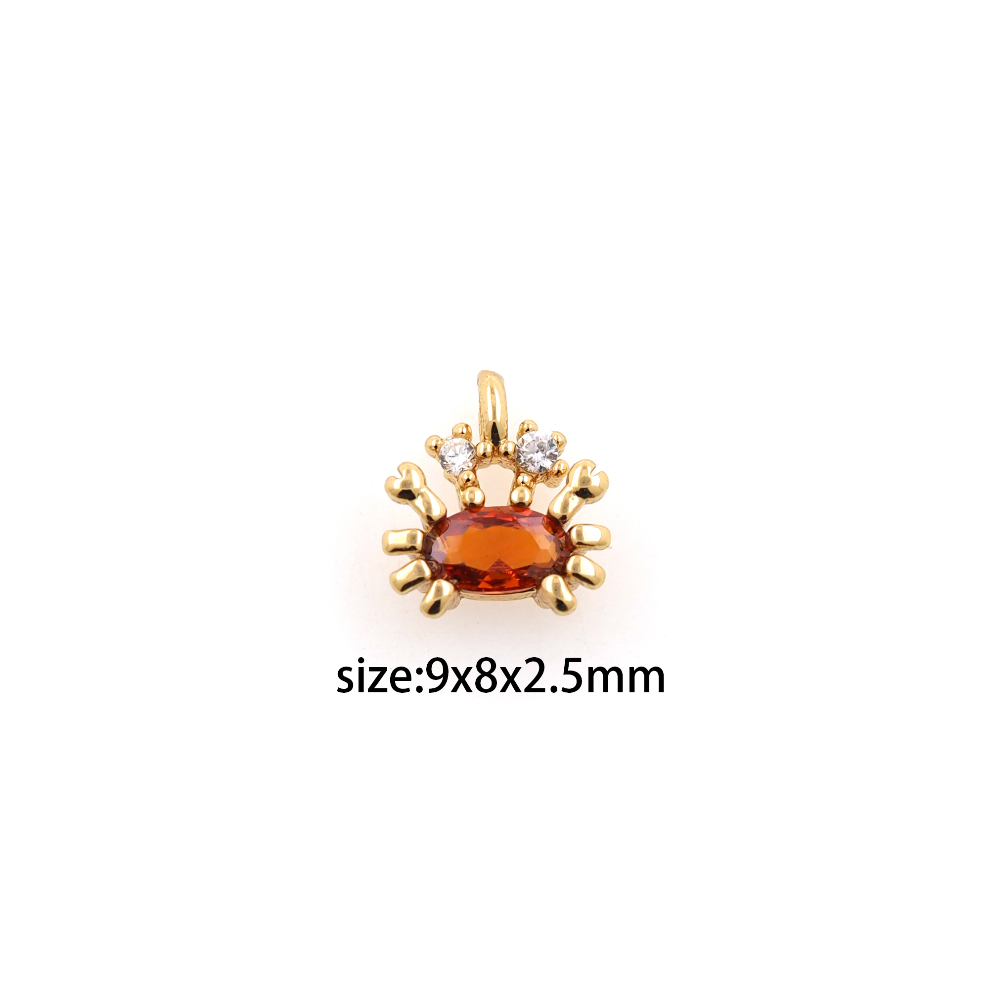 18K Gold Filled Crab Pendant,CZ Micro Pave Crab Charm Earrings Necklace for DIY Jewelry Making Supply
