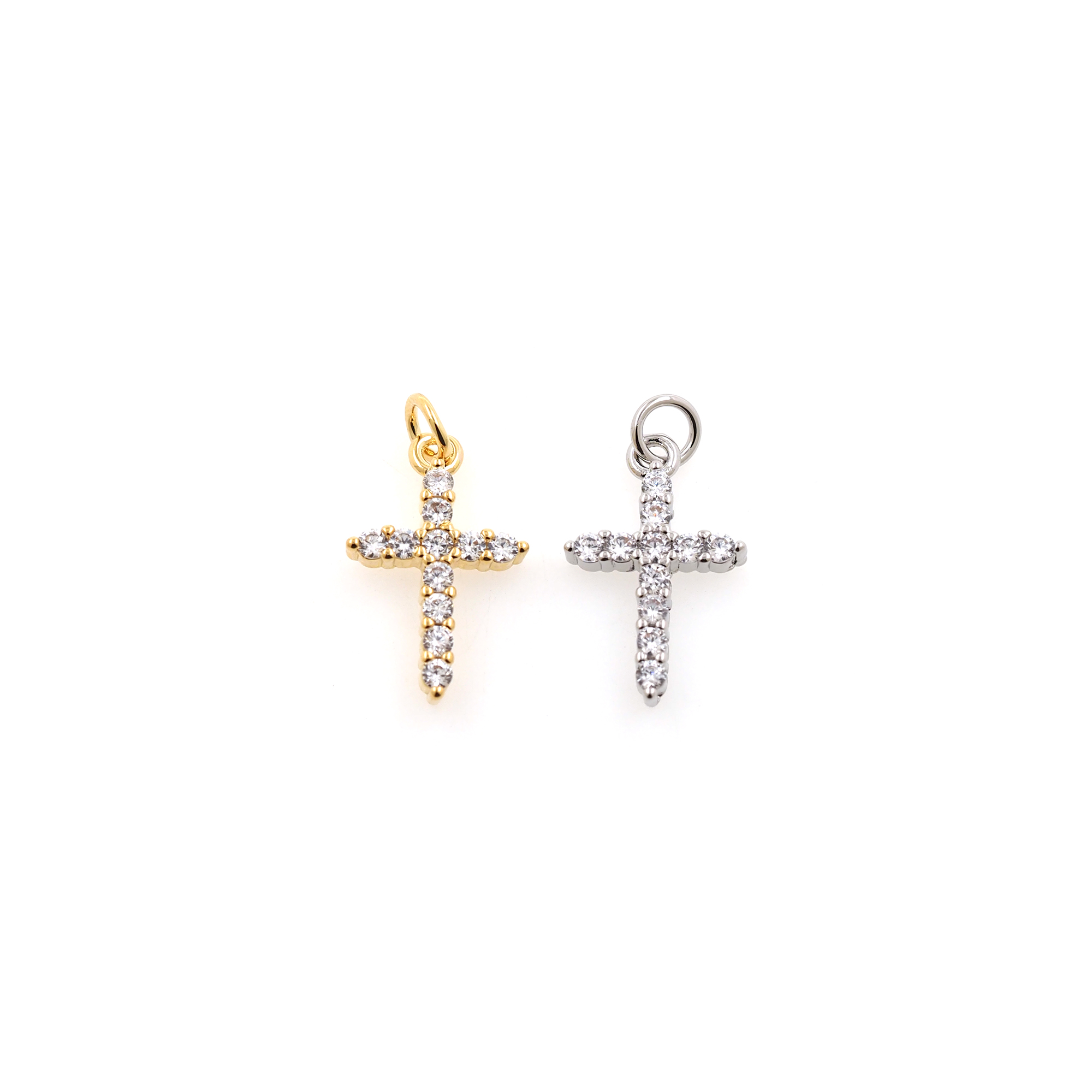 18K Gold Filled Cross Pendant,CZ Micro Pave Cross Charm Earrings Necklace for DIY Jewelry Making Supply