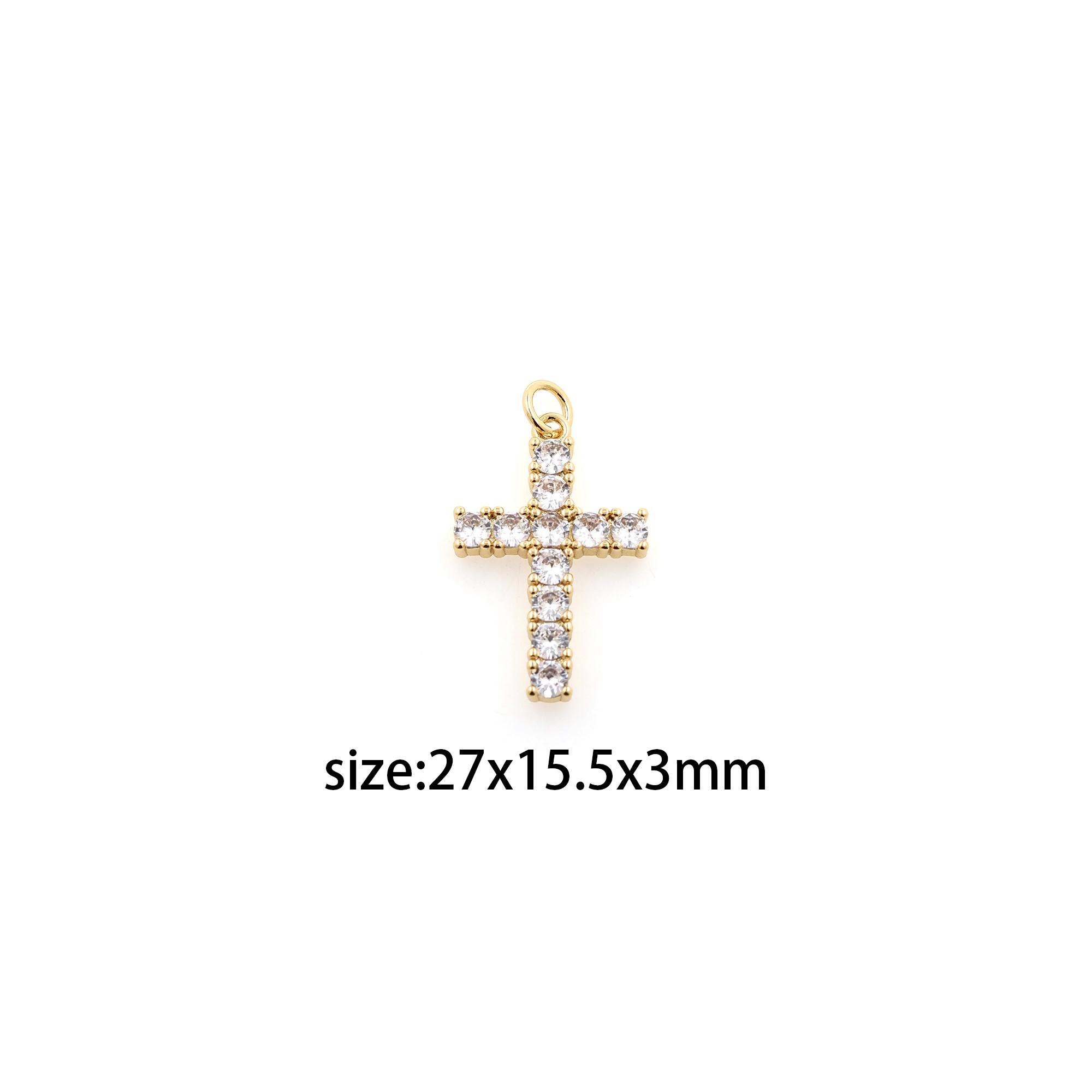18K Gold Filled Cross Pendant,CZ Micro Pave Cross Charm Earrings Necklace for DIY Jewelry Making Supply