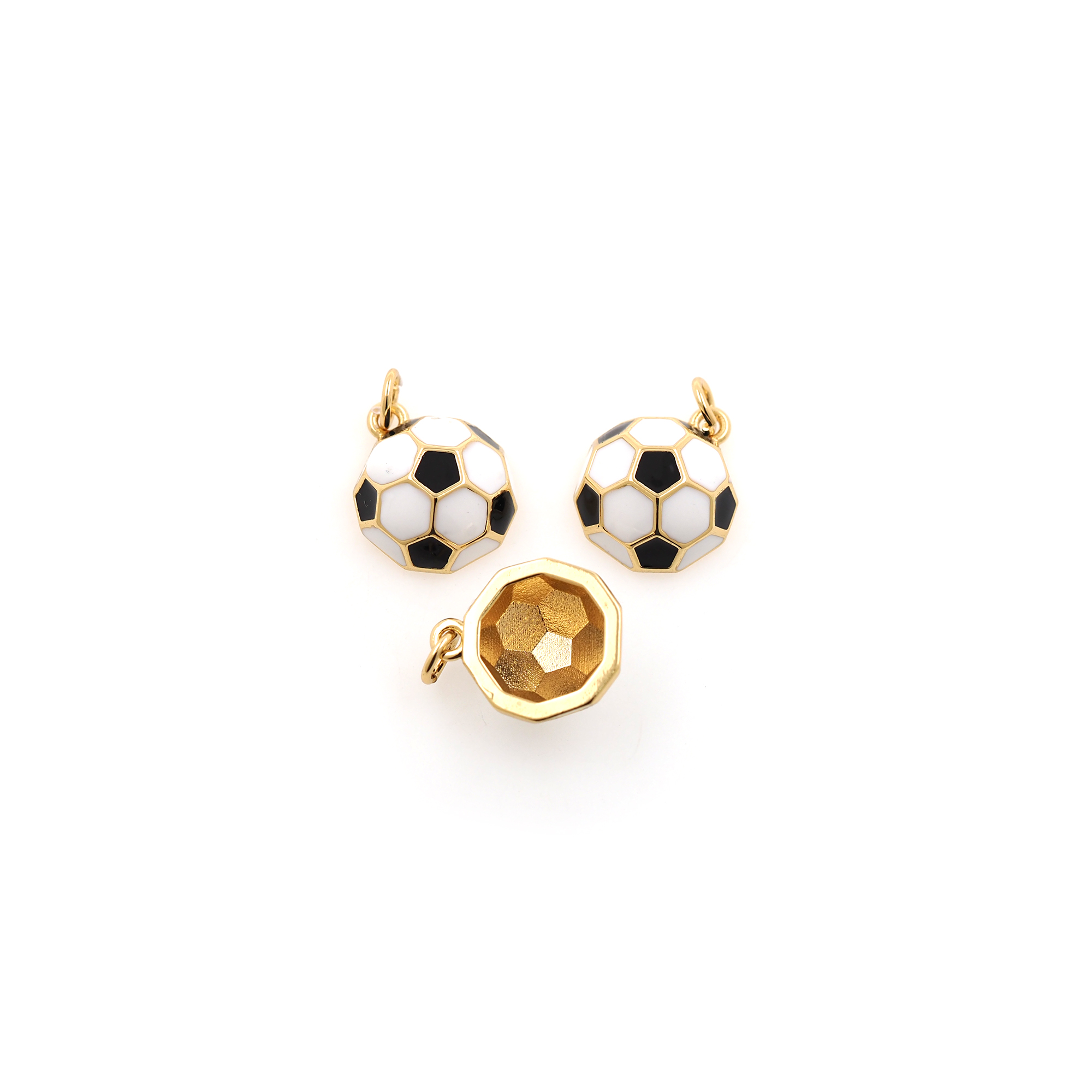 18K Gold Filled Football Pendant,Enamel Football Charm Earrings Necklace for DIY Jewelry Making Supply