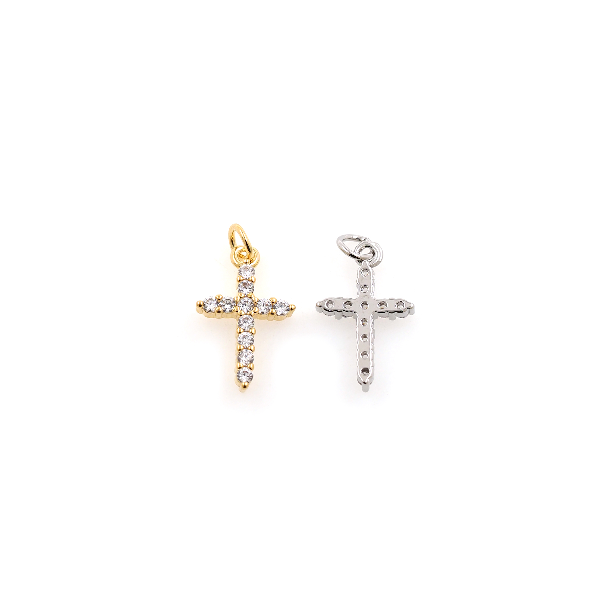 18K Gold Filled Cross Pendant,CZ Micro Pave Cross Charm Earrings Necklace for DIY Jewelry Making Supply