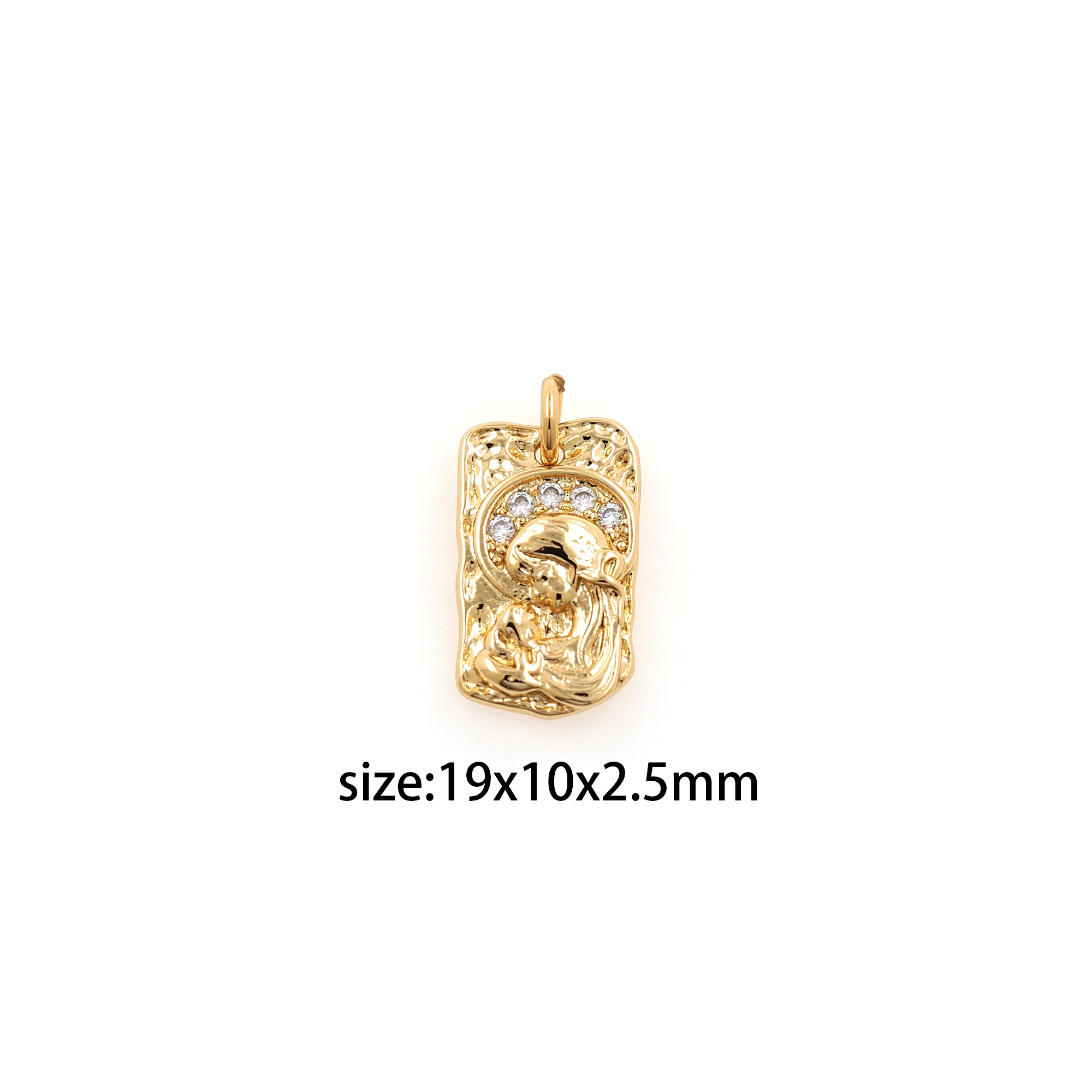 18K Gold Filled Virgin Mary Pendant,CZ Micro Pave Virgin Mary Charm Earrings Necklace for DIY Jewelry Making Supply