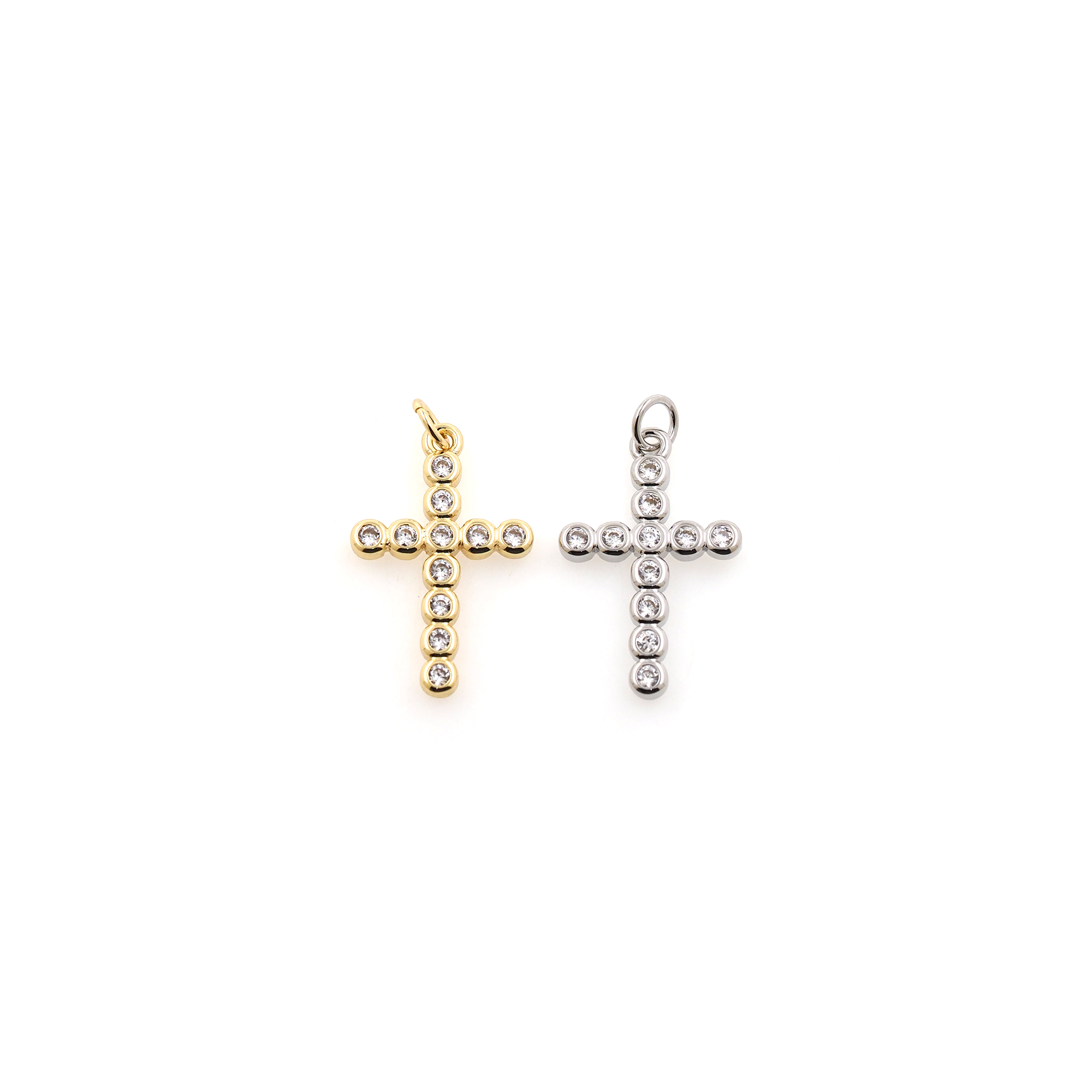 18K Gold Filled Cross Pendant,CZ Micro Pave Cross Charm Earrings Necklace for DIY Jewelry Making Supply