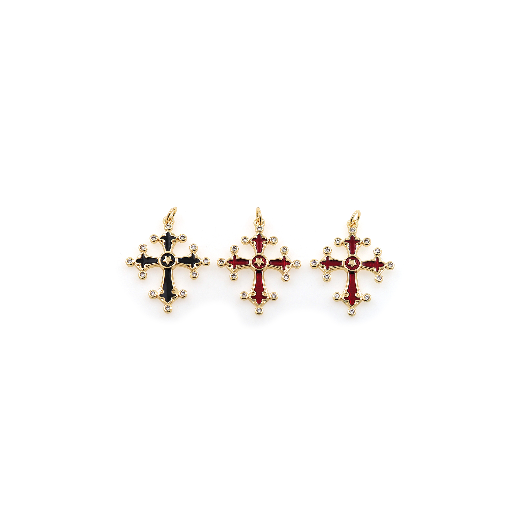 18K Gold Filled Cross Pendant,CZ Micro Pave Cross Charm Earrings Necklace for DIY Jewelry Making Supply
