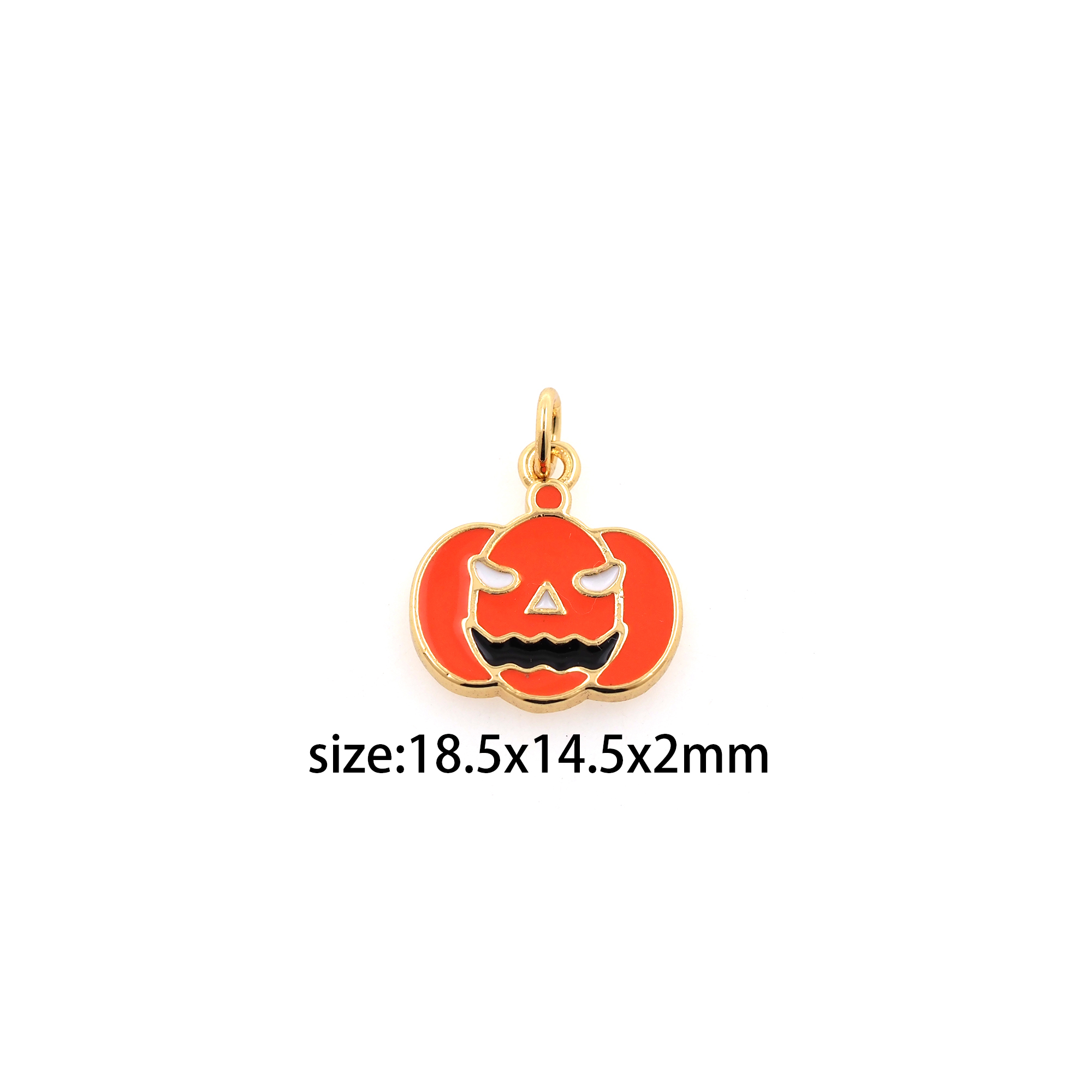 18K Gold Filled Pumpkin Pendant,Halloween Charm,Enamel Pumpkin Earrings Necklace for DIY Jewelry Making Supply