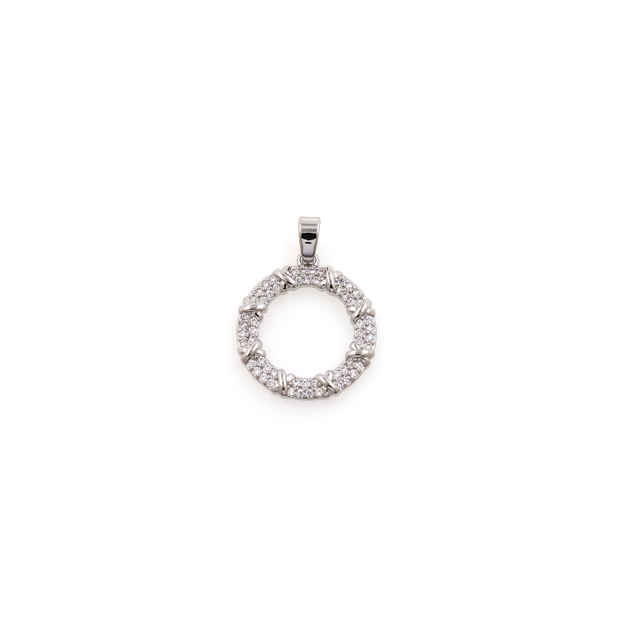 18K Gold Filled Round Pendant,CZ Micro Pave Round Earrings Necklace for DIY Jewelry Making Supply