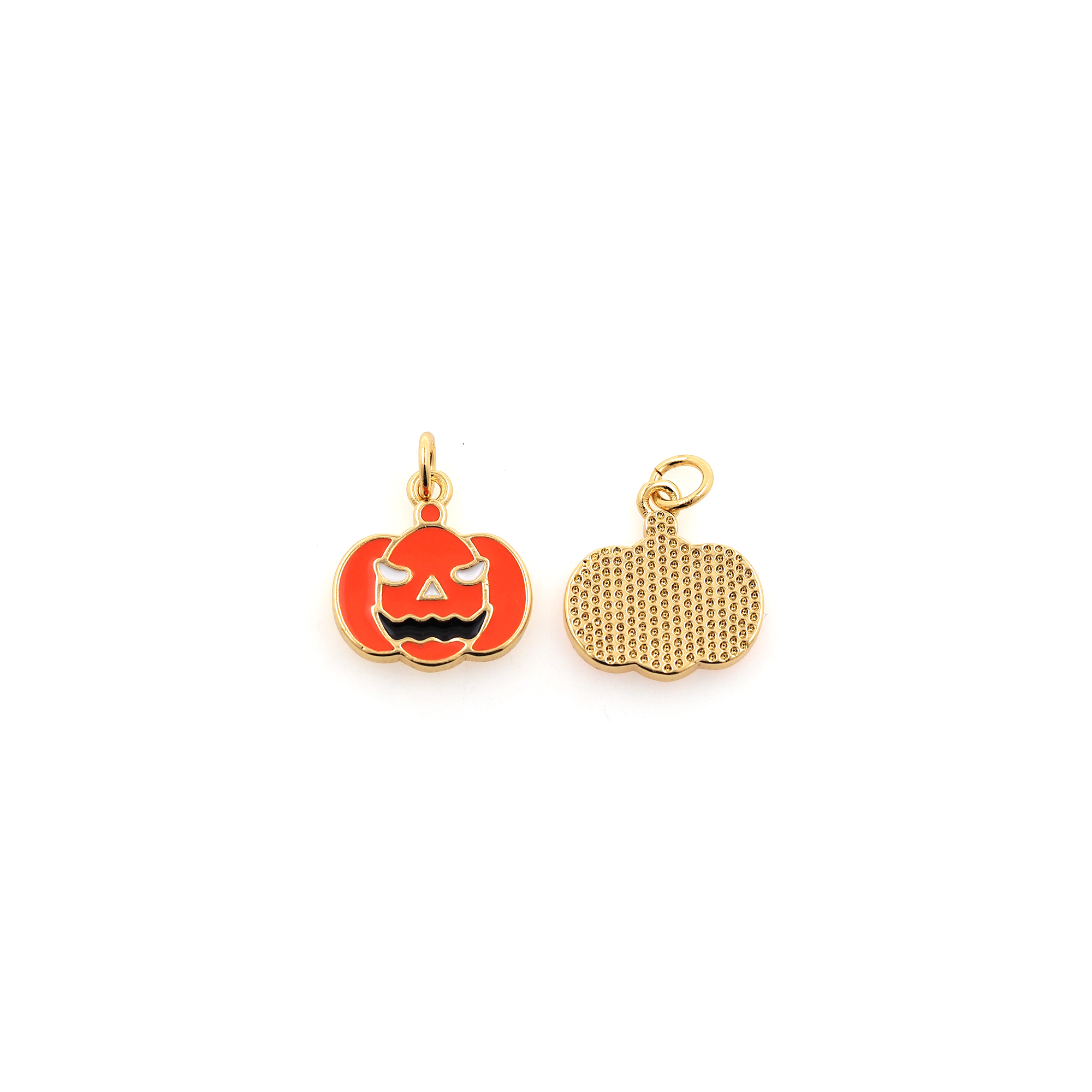 18K Gold Filled Pumpkin Pendant,Halloween Charm,Enamel Pumpkin Earrings Necklace for DIY Jewelry Making Supply